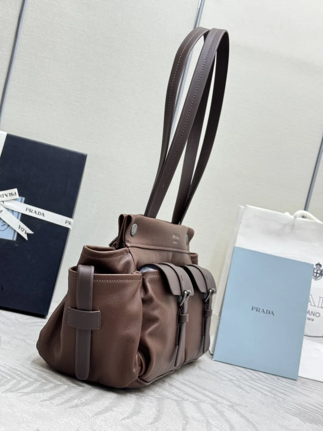 Prada 1BG645 Leather Tote Bag D113016456 — view 5