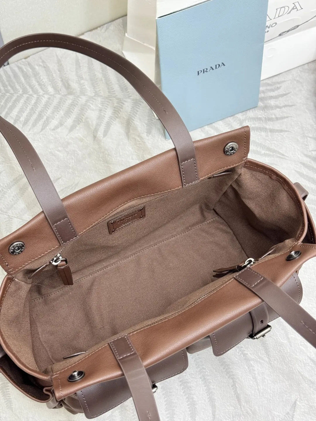 Prada 1BG645 Leather Tote Bag D113016456 — view 8