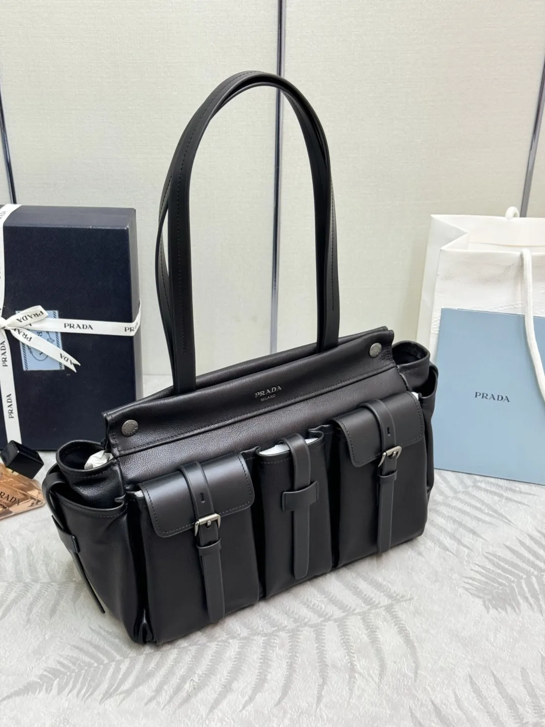 Prada Large 1BG644 Leather Tote Bag D130016460 — view 3