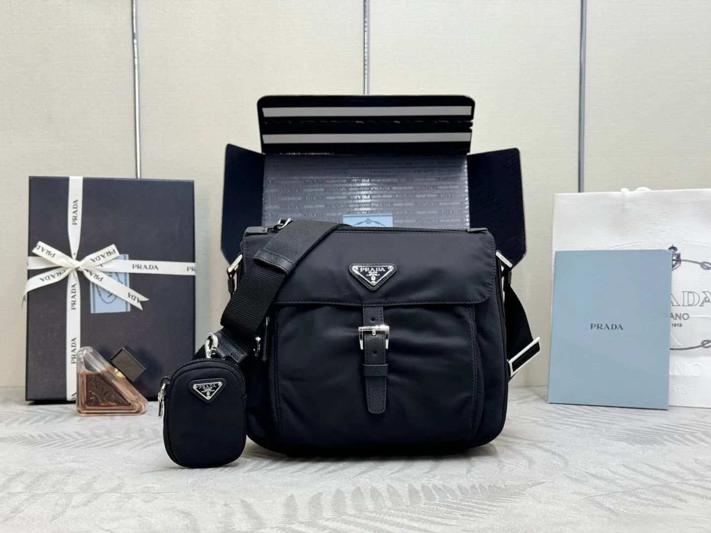 Re-Nylon Crossbody Bag with Mini Pouch D73016461
