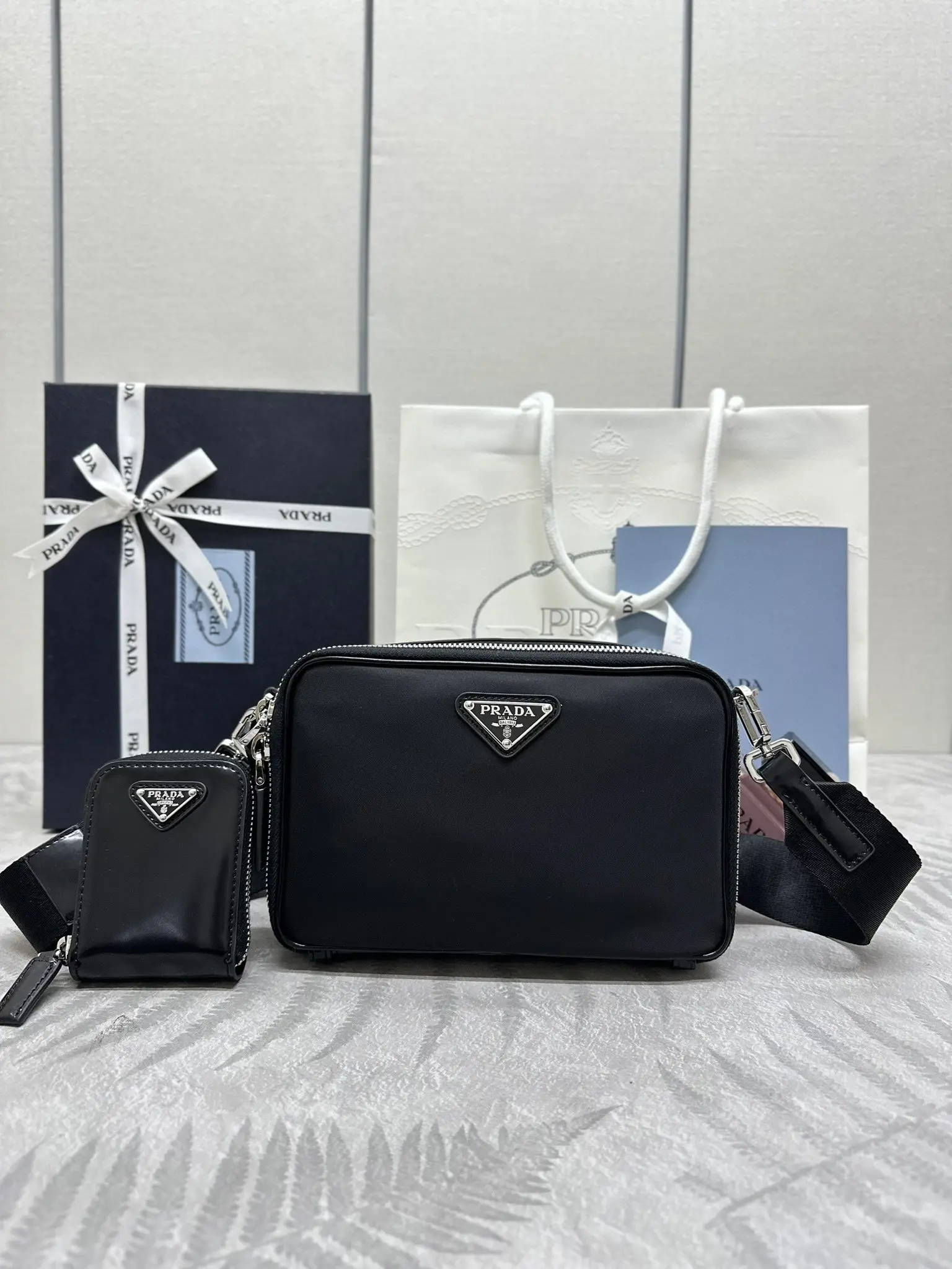 Prada Re-Nylon and Leather Camera Bag D76016466