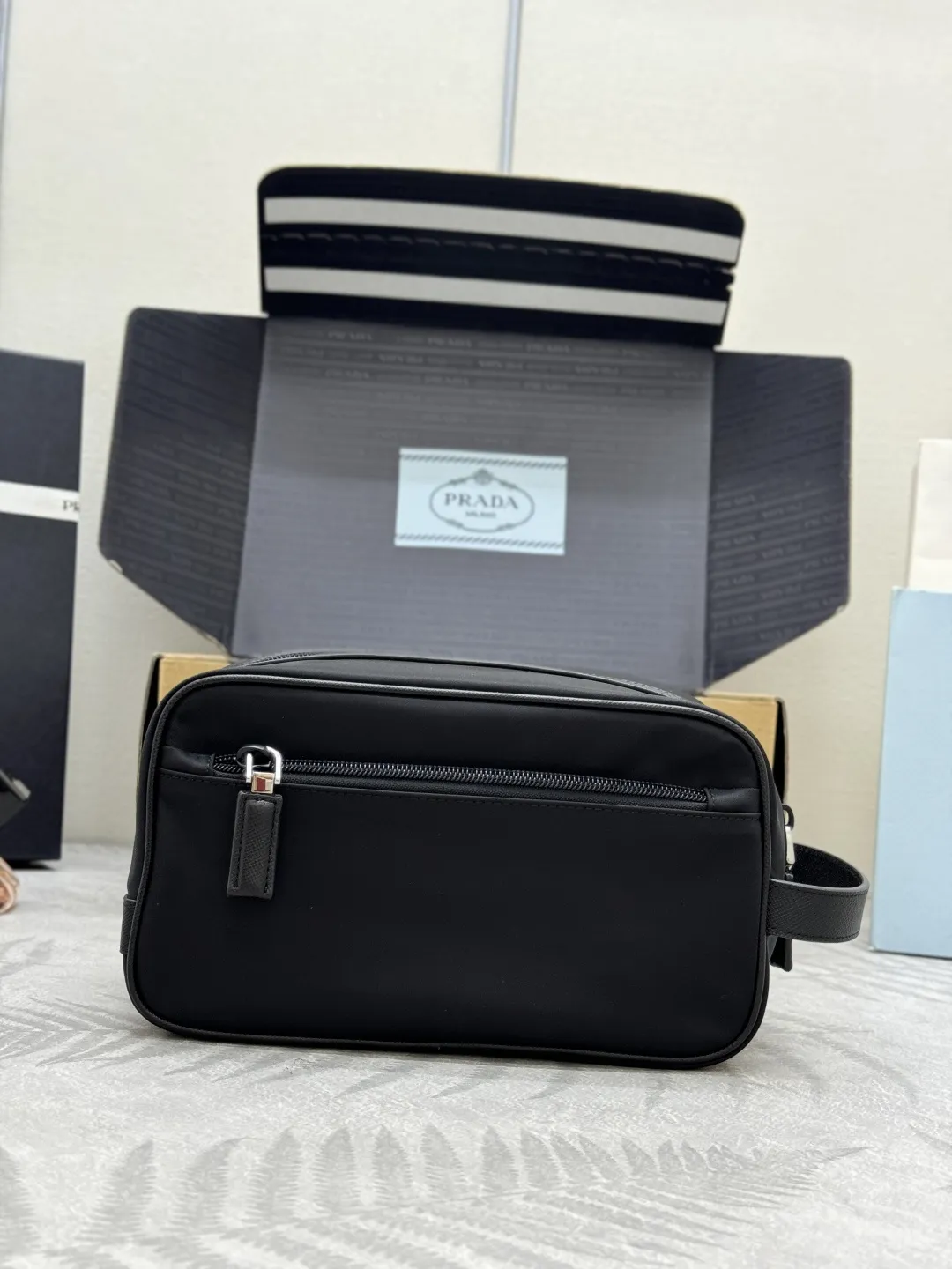 Re-Nylon Travel Pouch with Saffiano Handle D60016477 — view 2