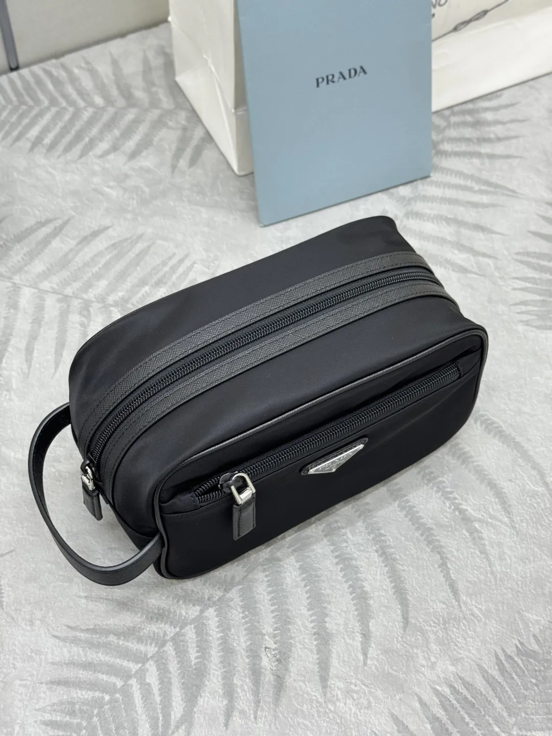 Re-Nylon Travel Pouch with Saffiano Handle D60016477 — view 3