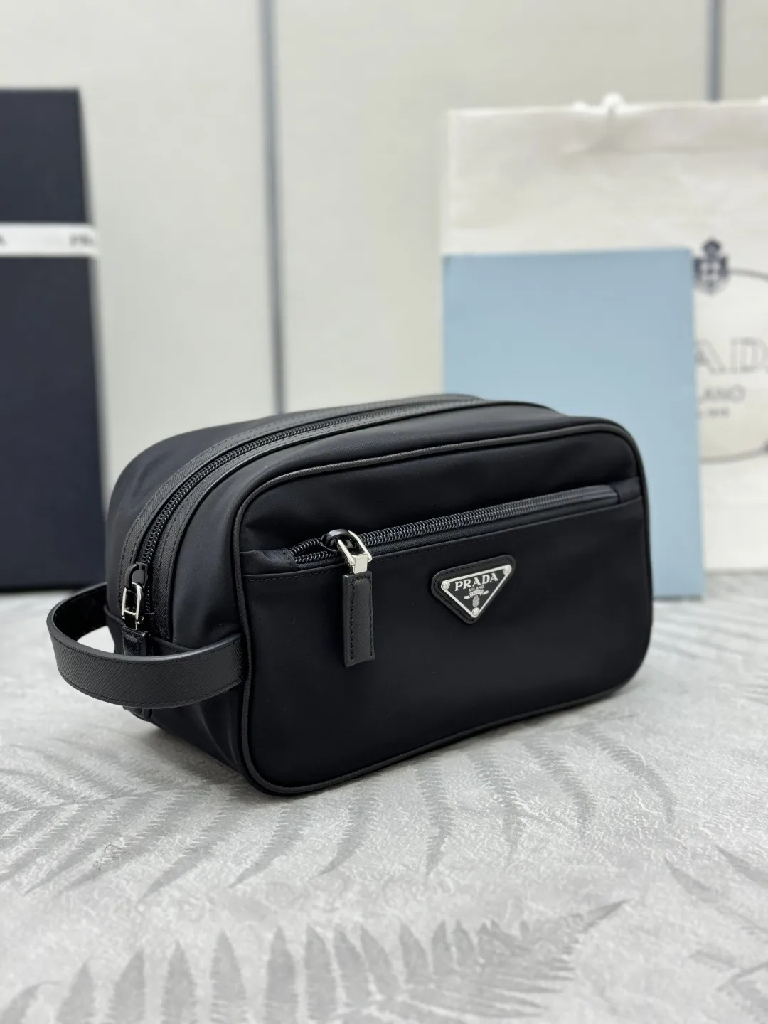 Re-Nylon Travel Pouch with Saffiano Handle D60016477 — view 7