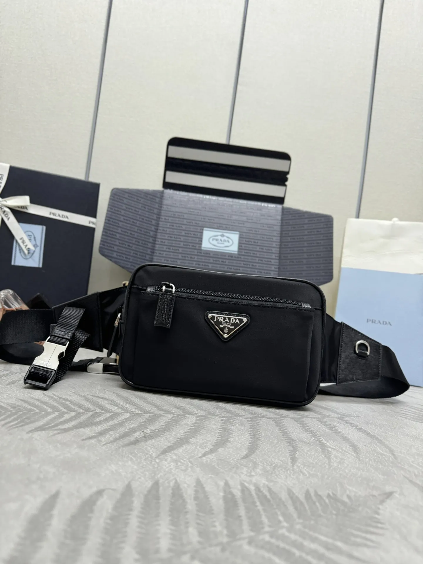 Re-Nylon Belt Bag with Leather Trim D58016478 — view 2