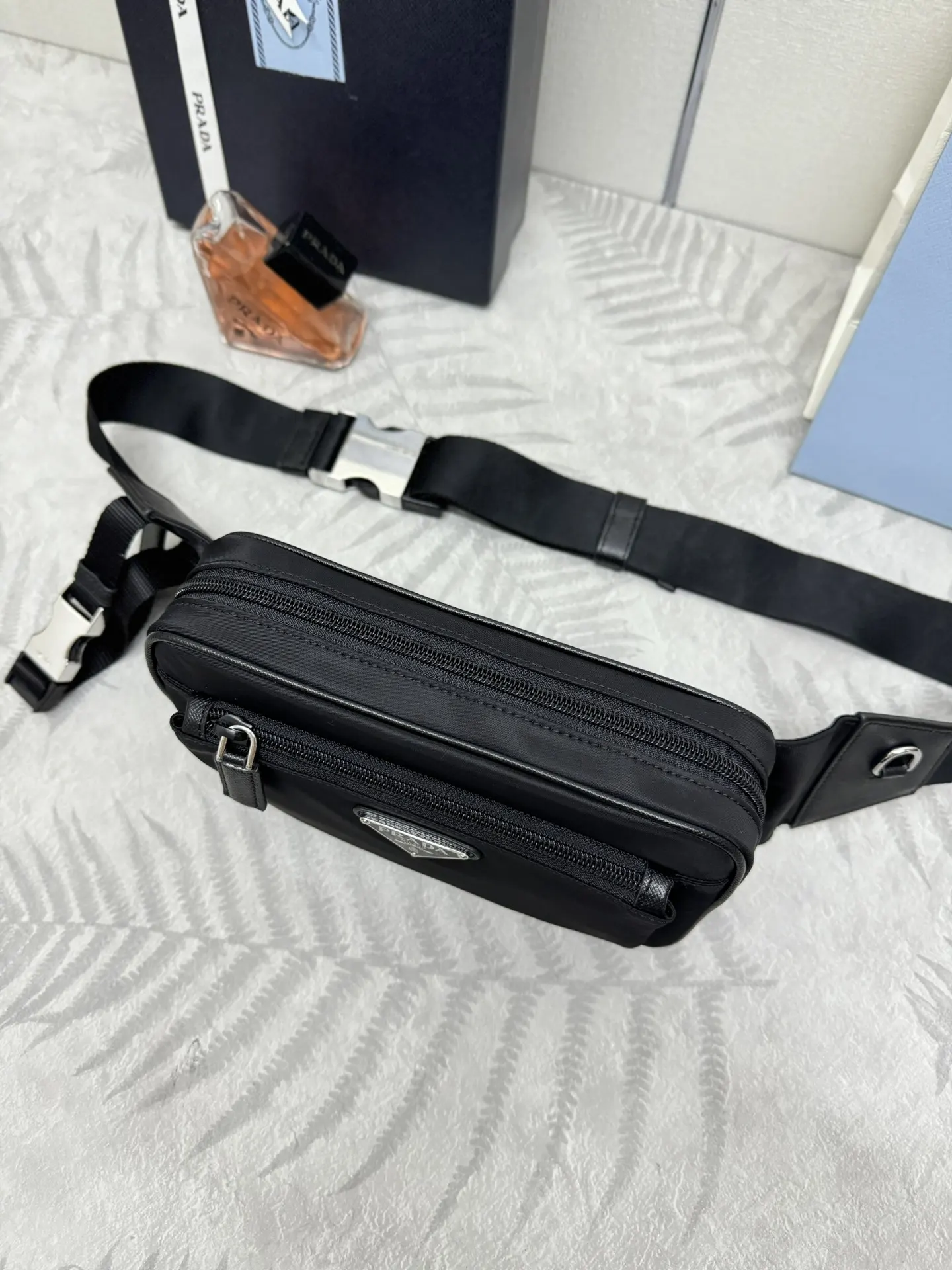 Re-Nylon Belt Bag with Leather Trim D58016478 — view 3