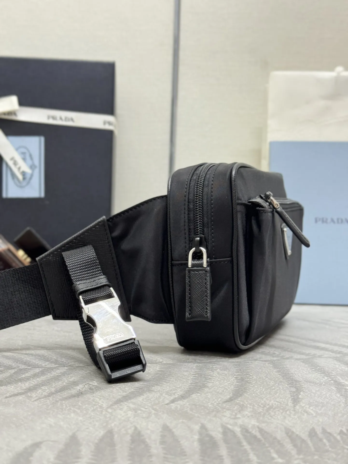 Re-Nylon Belt Bag with Leather Trim D58016478 — view 5