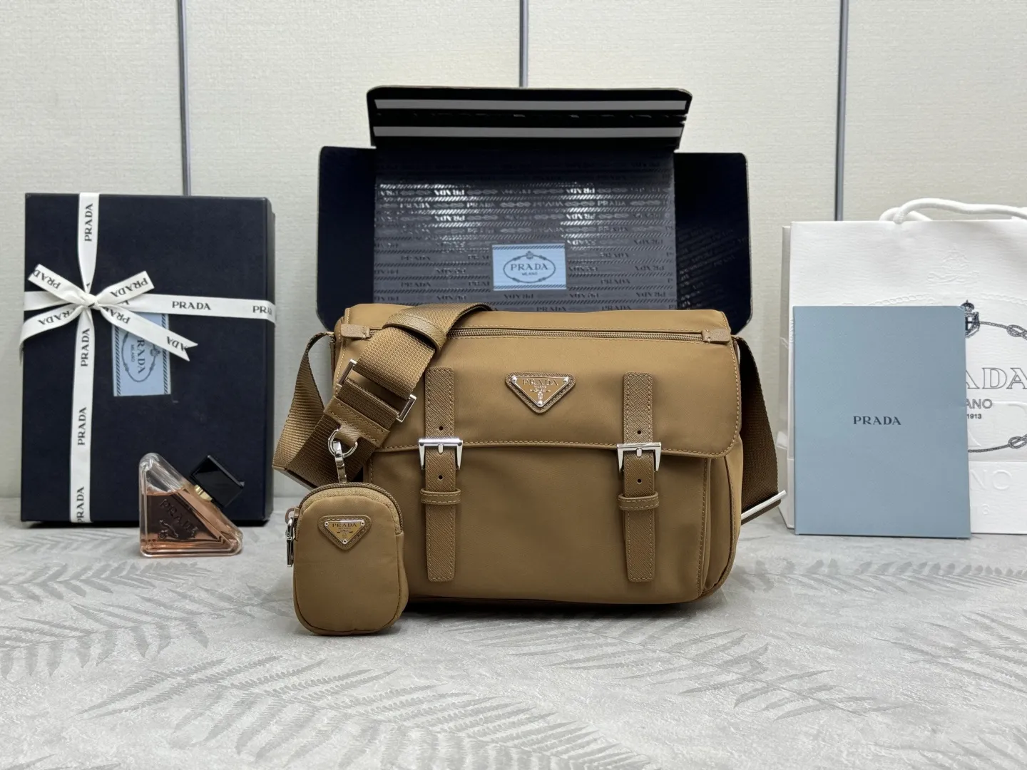 Re-Nylon Crossbody Bag with Detachable Pouch D75016480