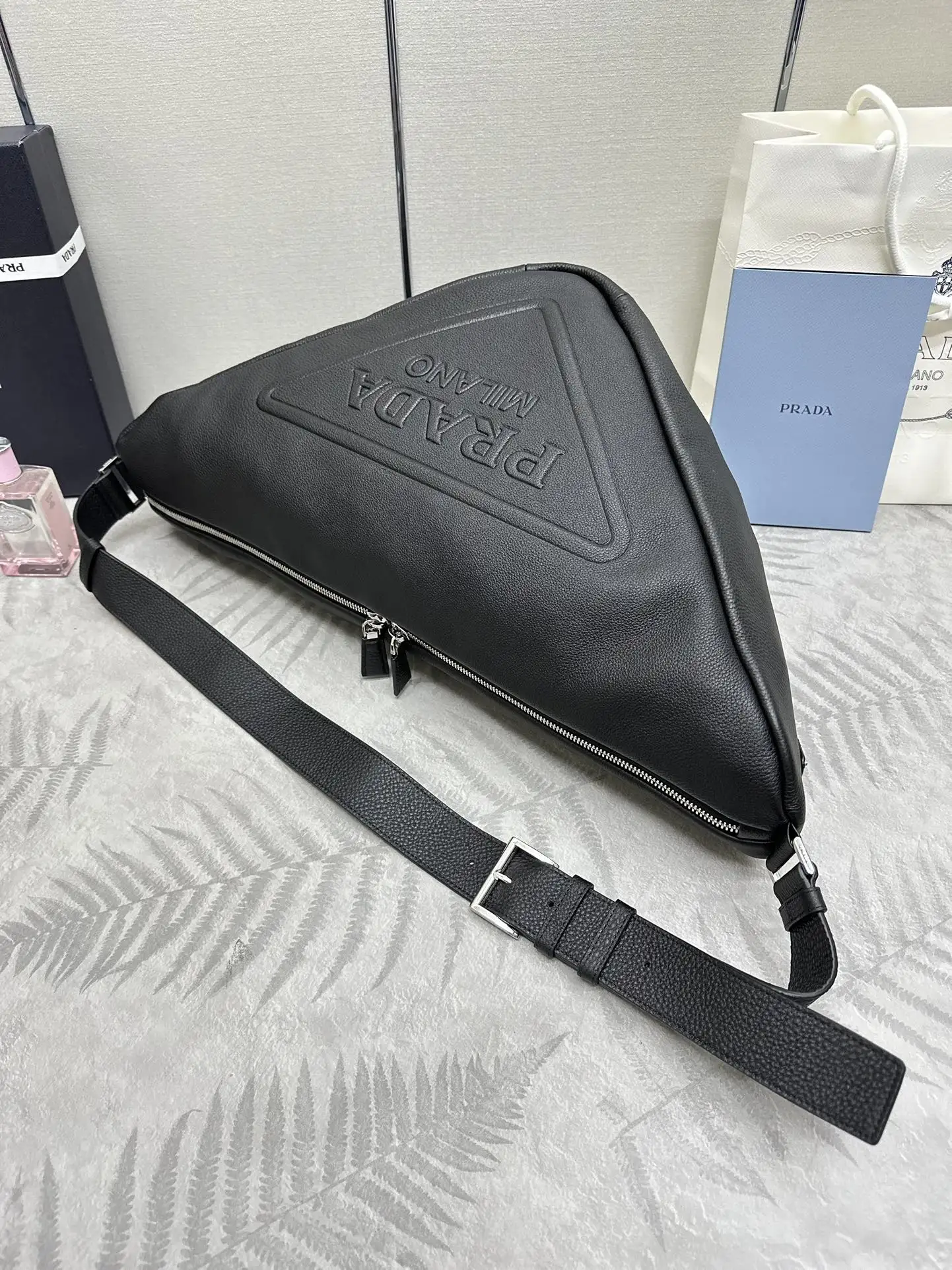 Triangle Leather Crossbody Bag D114017741 — view 5