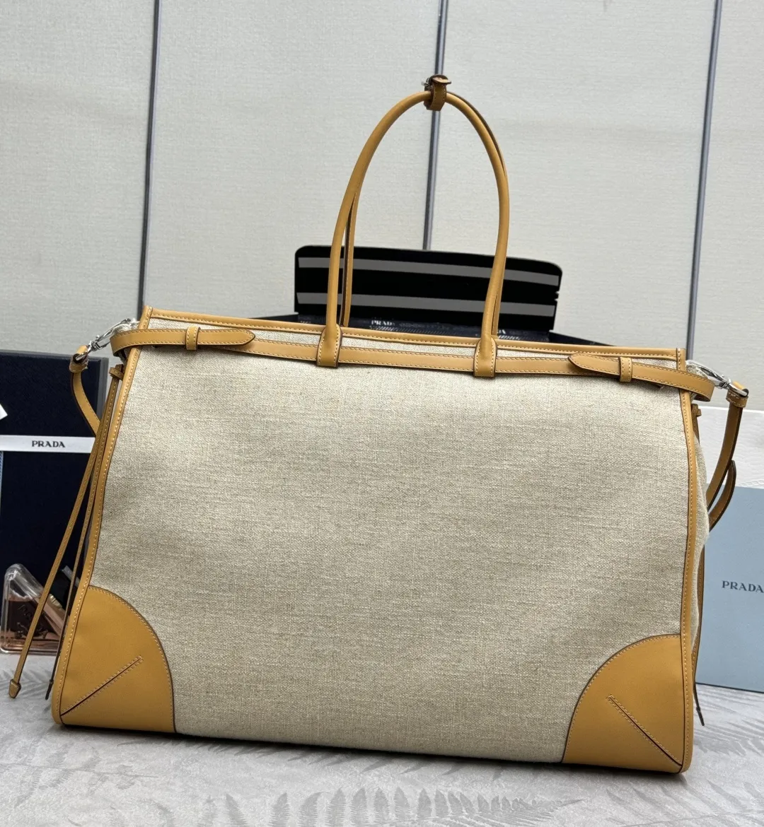 Soft Lux Linen and Leather Tote Bag D118017740 — view 2