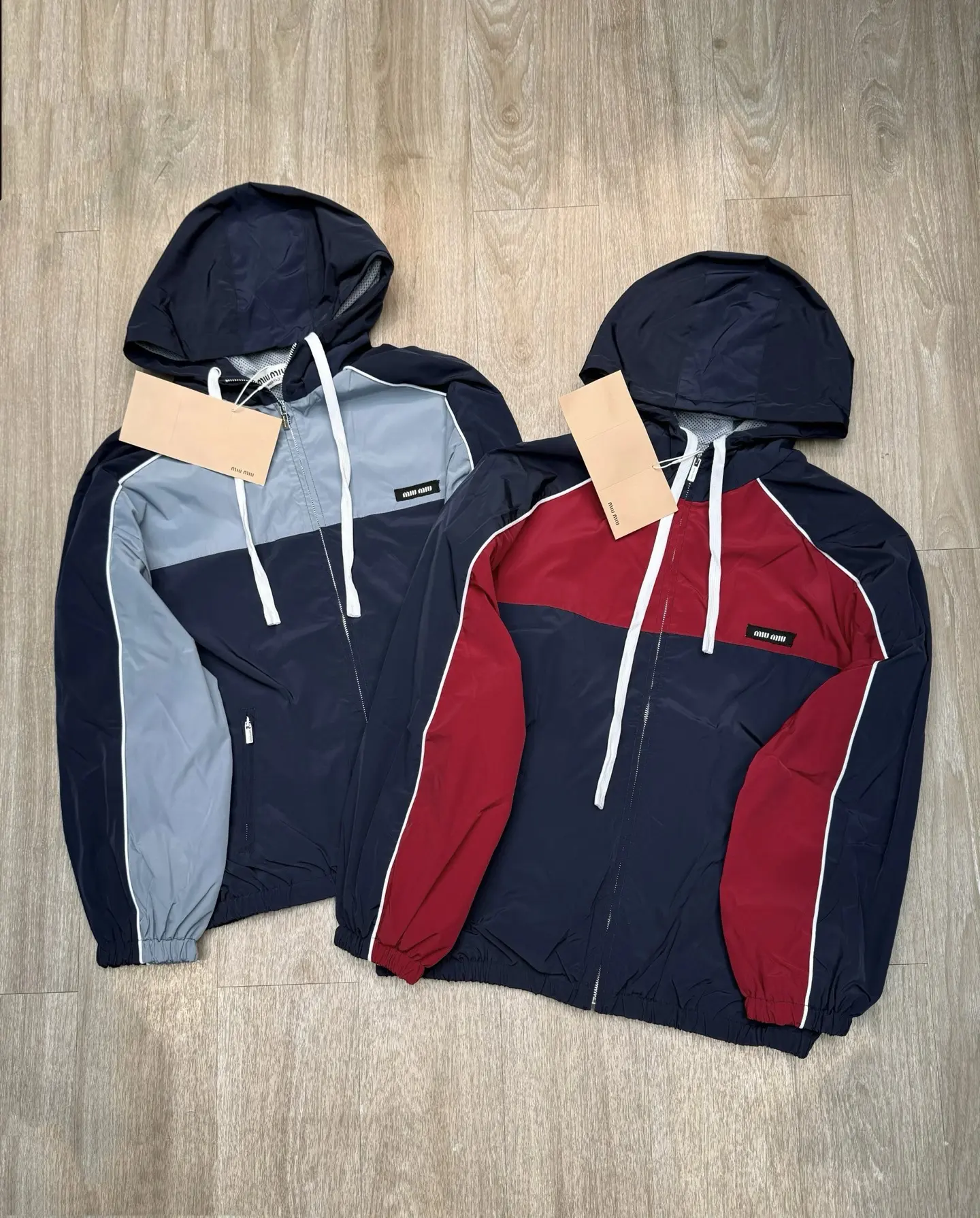 Color-Block Hooded Windbreaker Jacket D11915683