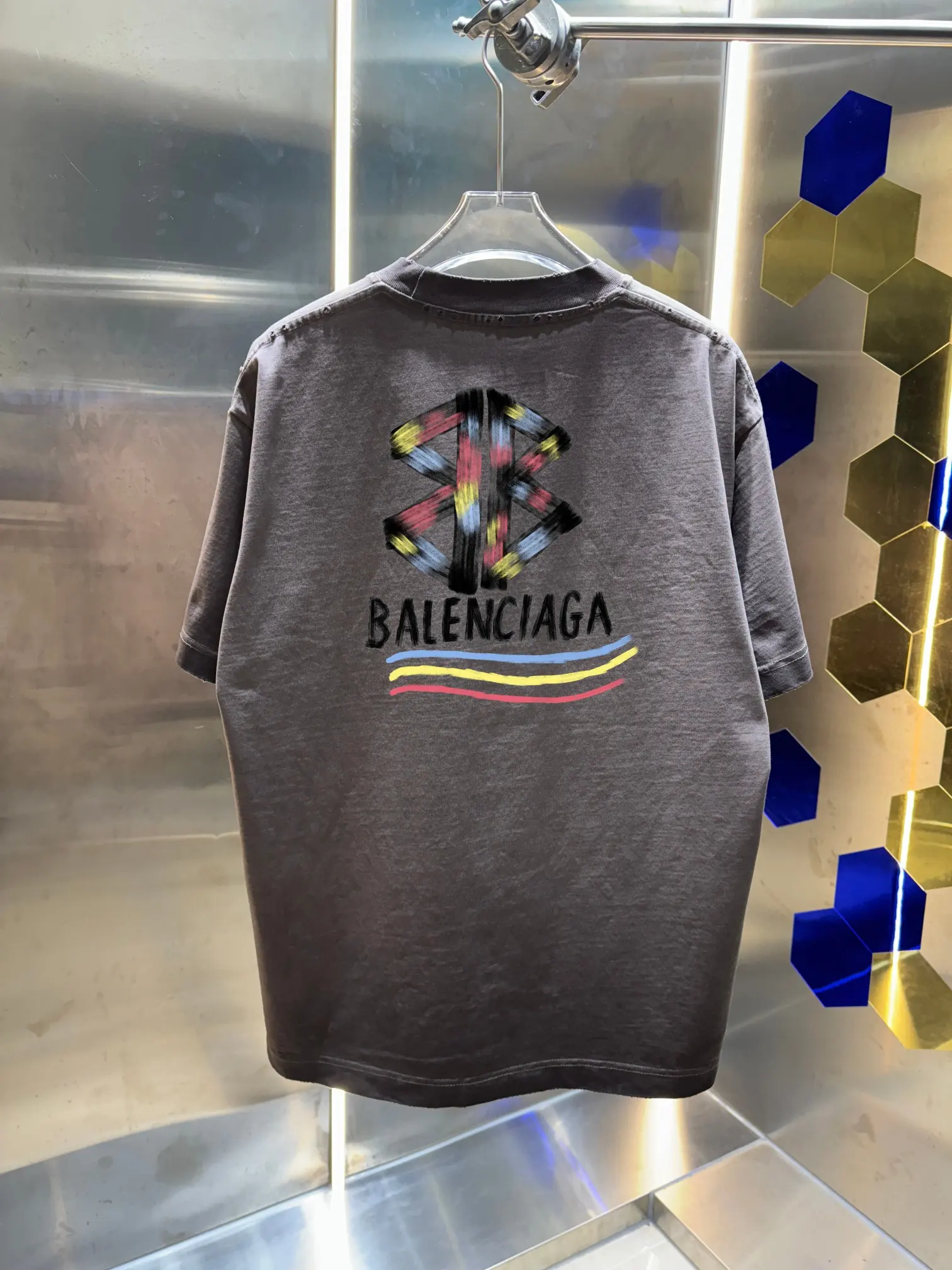 Logo Embroidered Distressed Cotton T-Shirt D14013008 — view 3