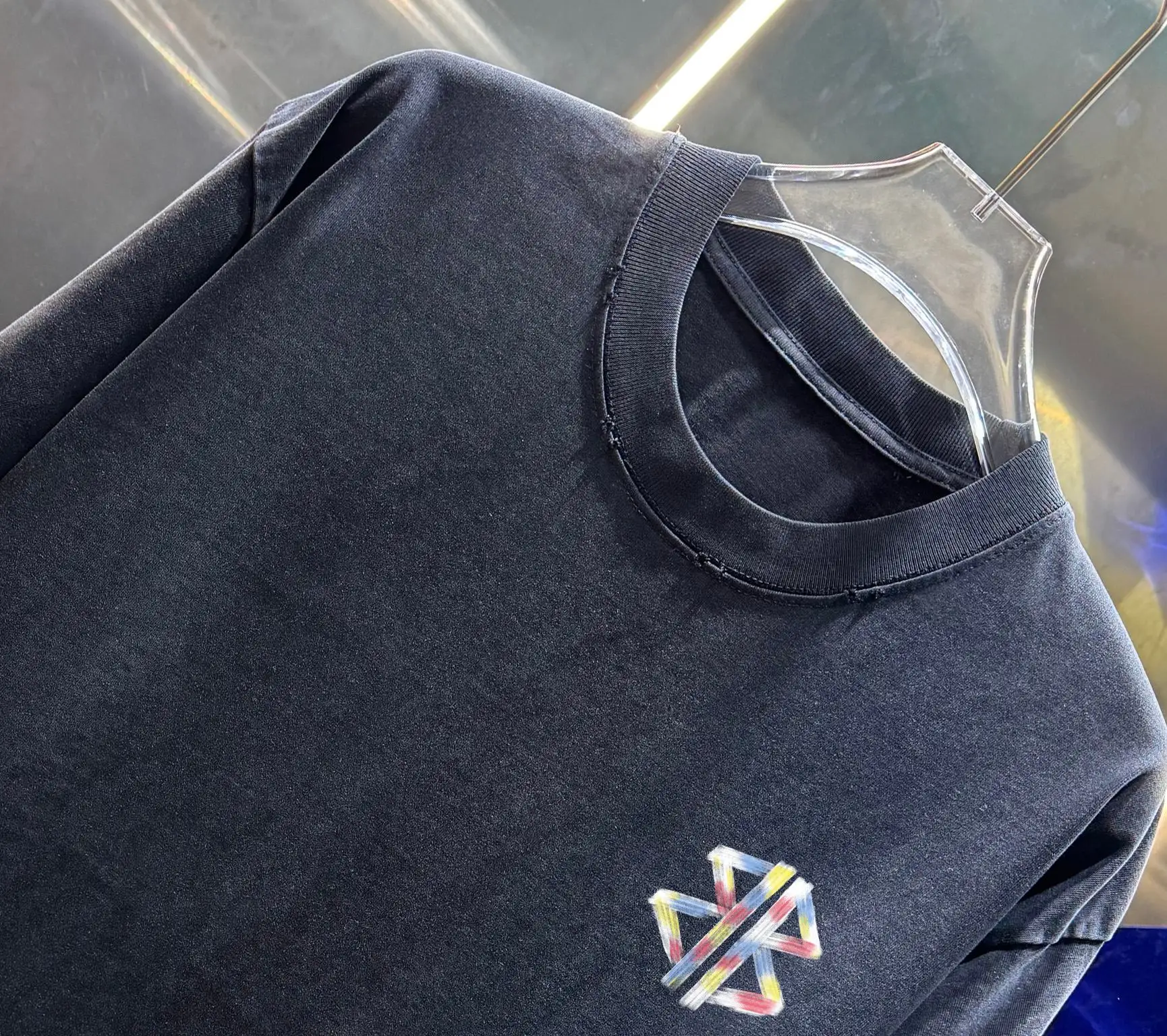 Logo-Embroidered Distressed Washed Cotton T-Shirt D14013006 — view 2