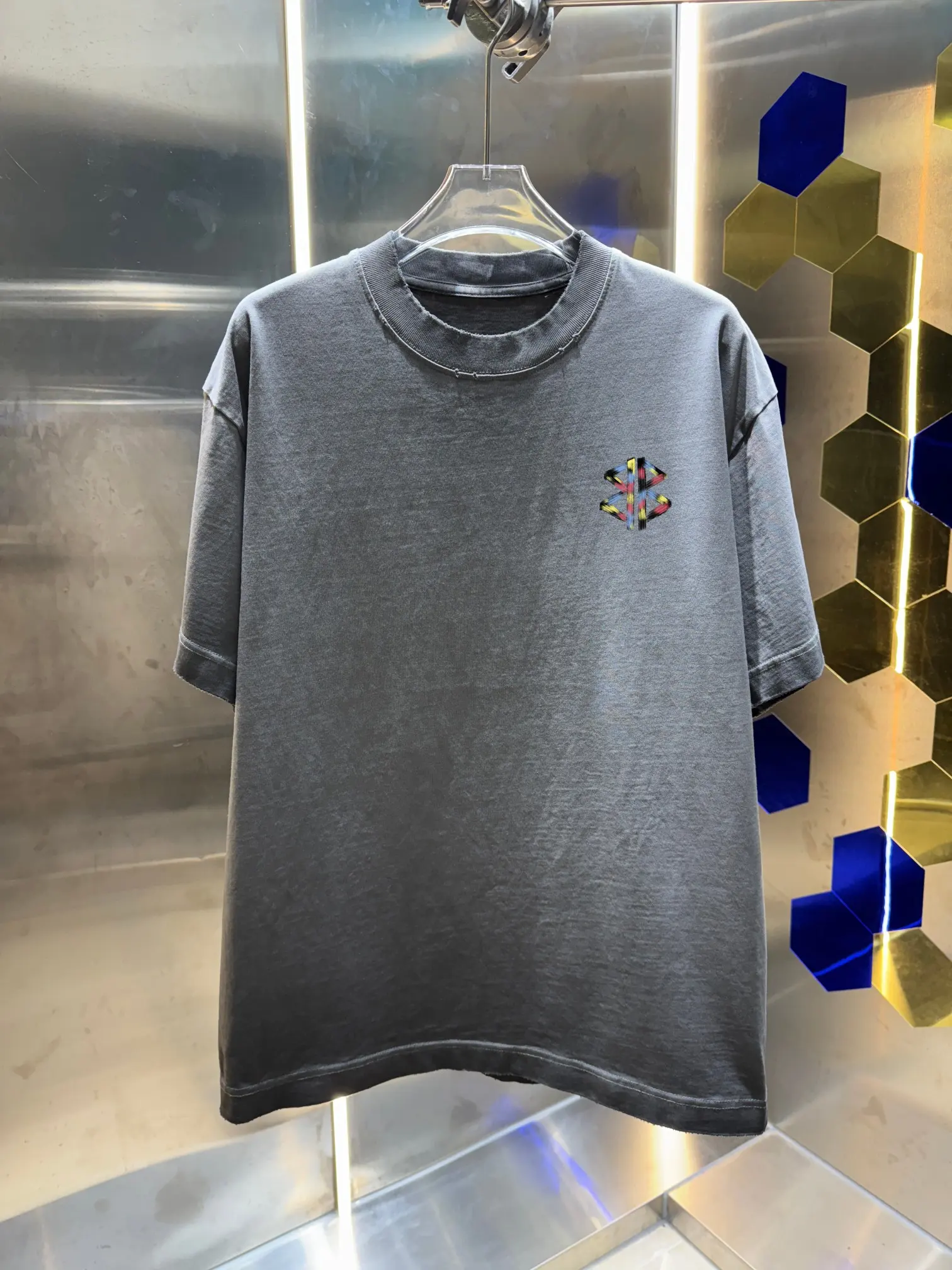 Logo Embroidered Washed Cotton T-Shirt D14013007