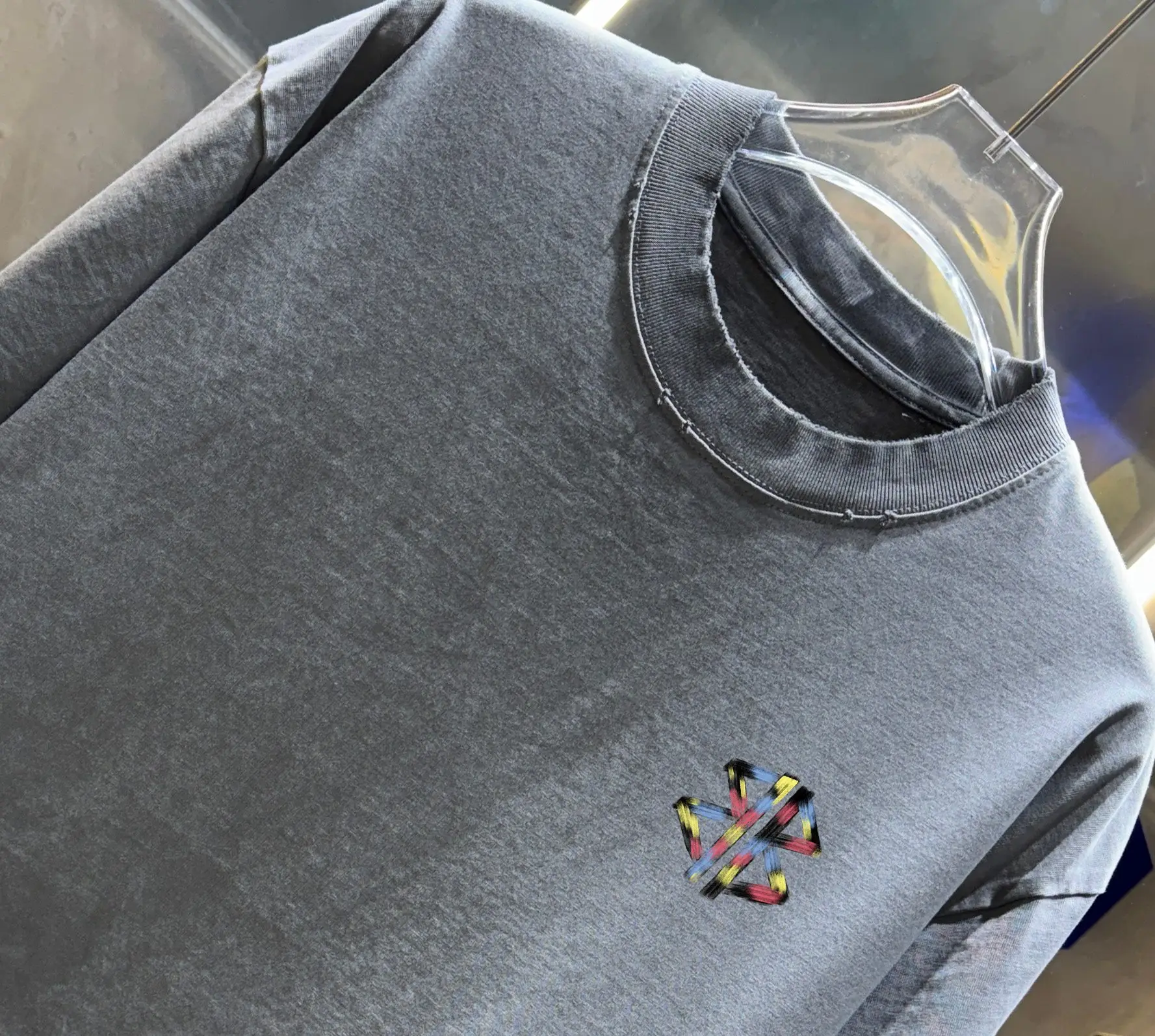 Logo Embroidered Washed Cotton T-Shirt D14013007 — view 2