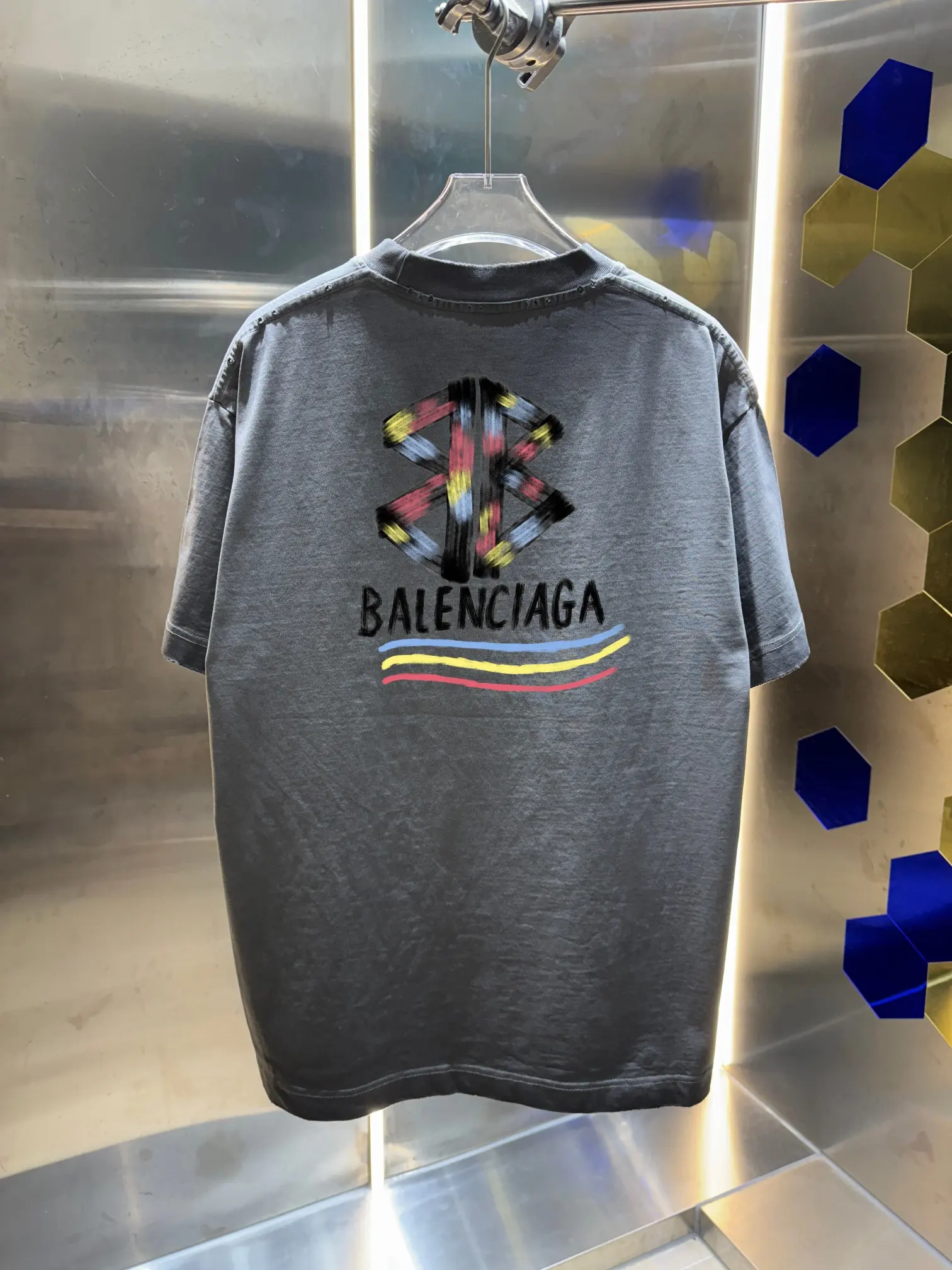 Logo Embroidered Washed Cotton T-Shirt D14013007 — view 3