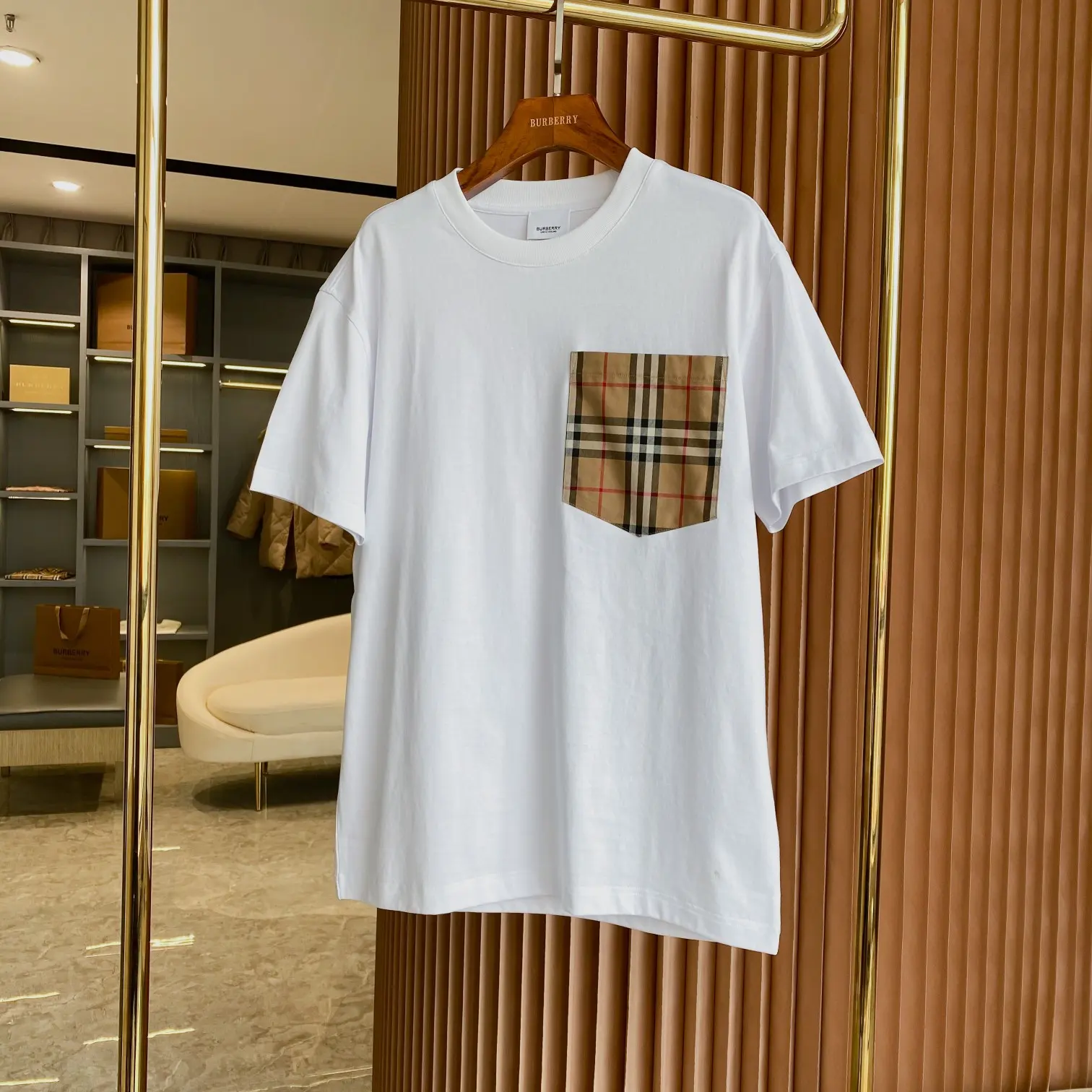 Vintage Check Pocket Cotton T-Shirt D14513112
