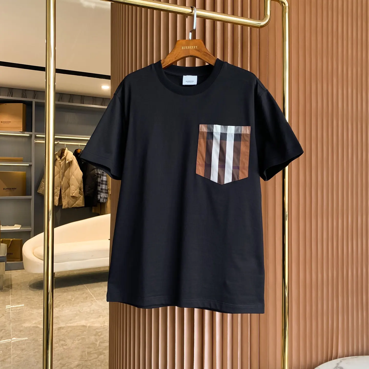 Vintage Check Pocket Cotton T-Shirt D14513113