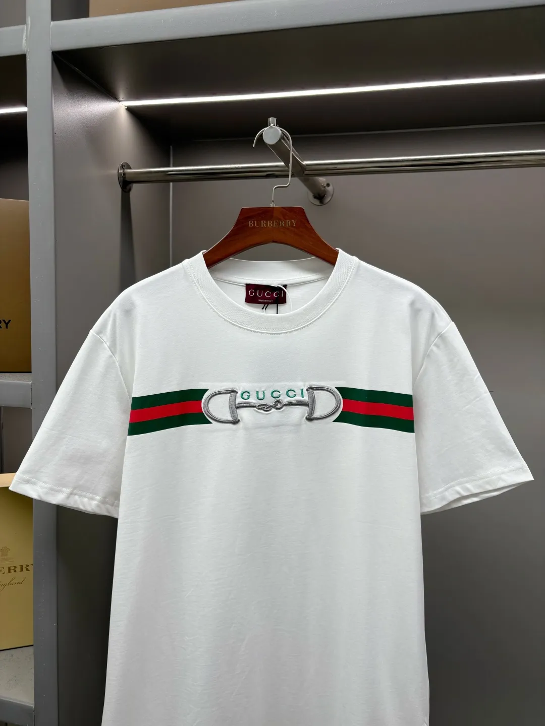 Horsebit Web-Stripe Embroidered Cotton T-Shirt D14513121 — view 2