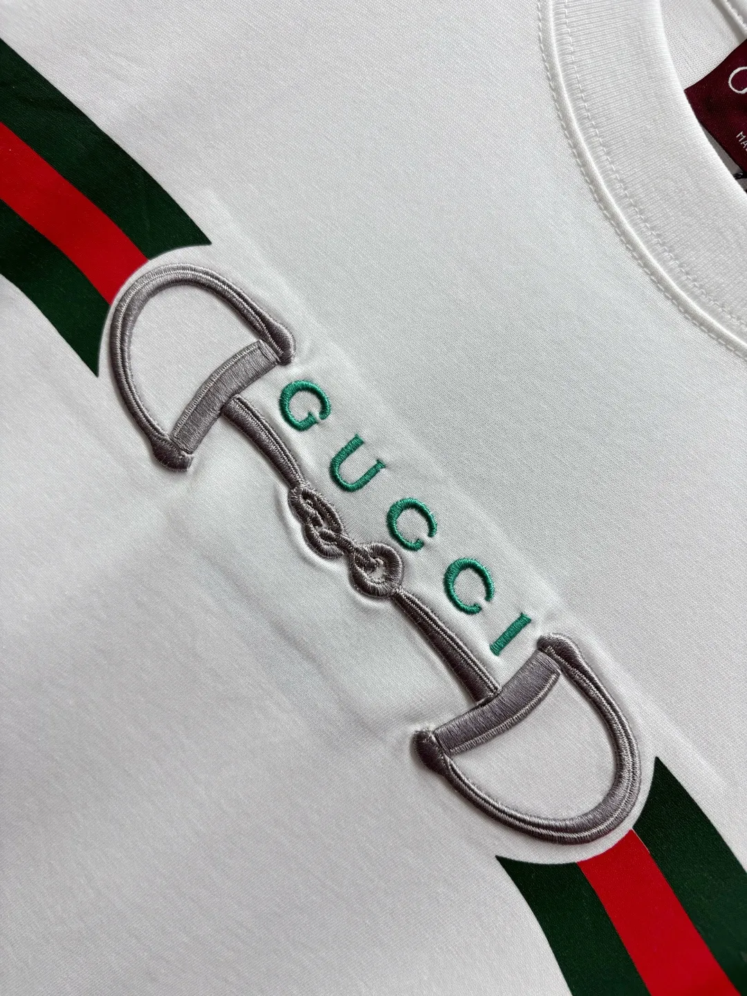 Horsebit Web-Stripe Embroidered Cotton T-Shirt D14513121 — view 6