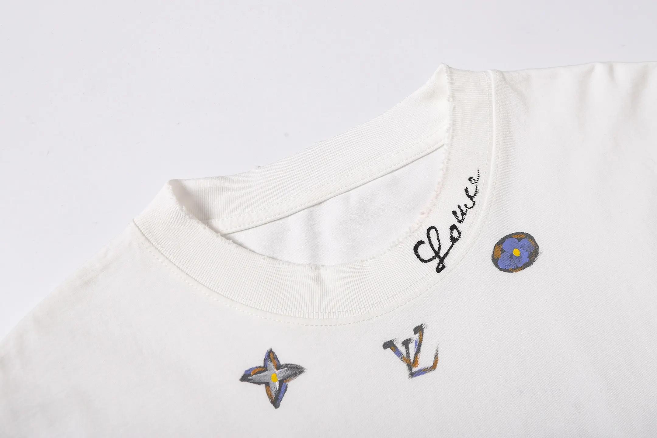 Hand-Painted Logo Cotton T-Shirt D14515178 — view 3