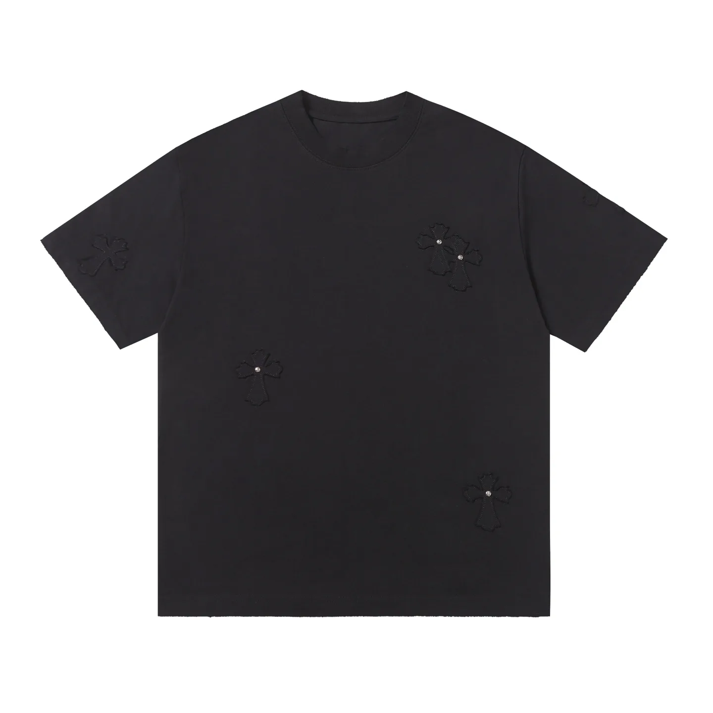 Embellished Cross Patch Cotton T-Shirt D14515174