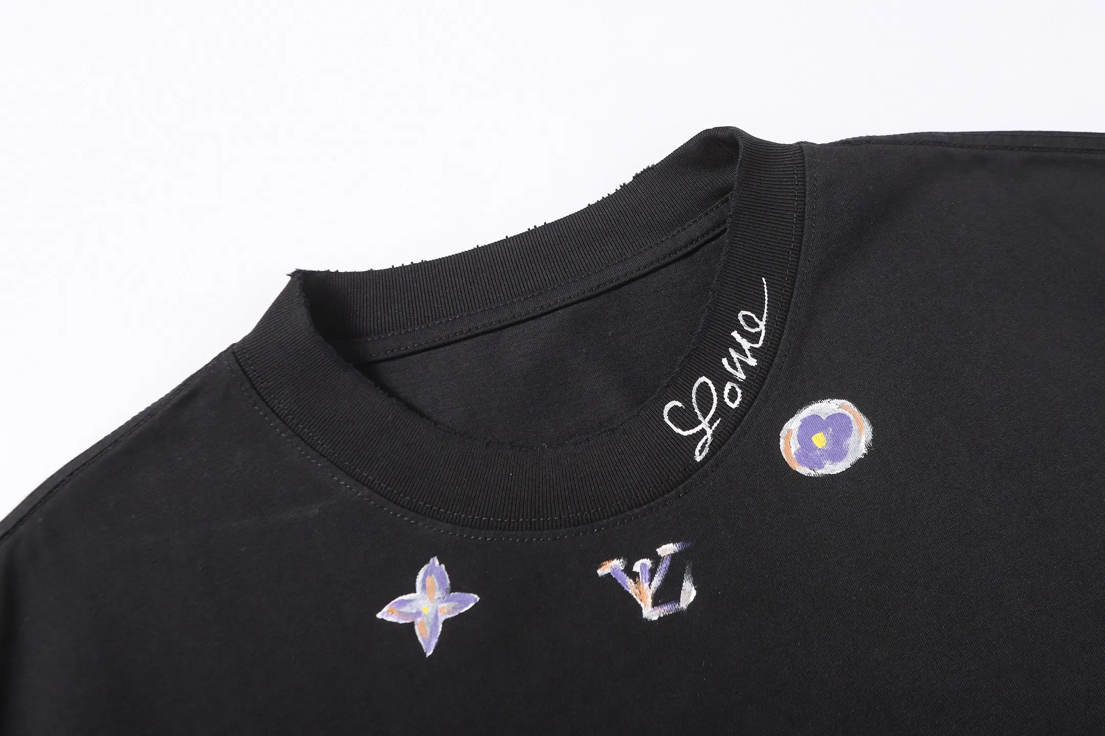 Hand-Painted Logo Cotton T-Shirt D14515179 — view 3