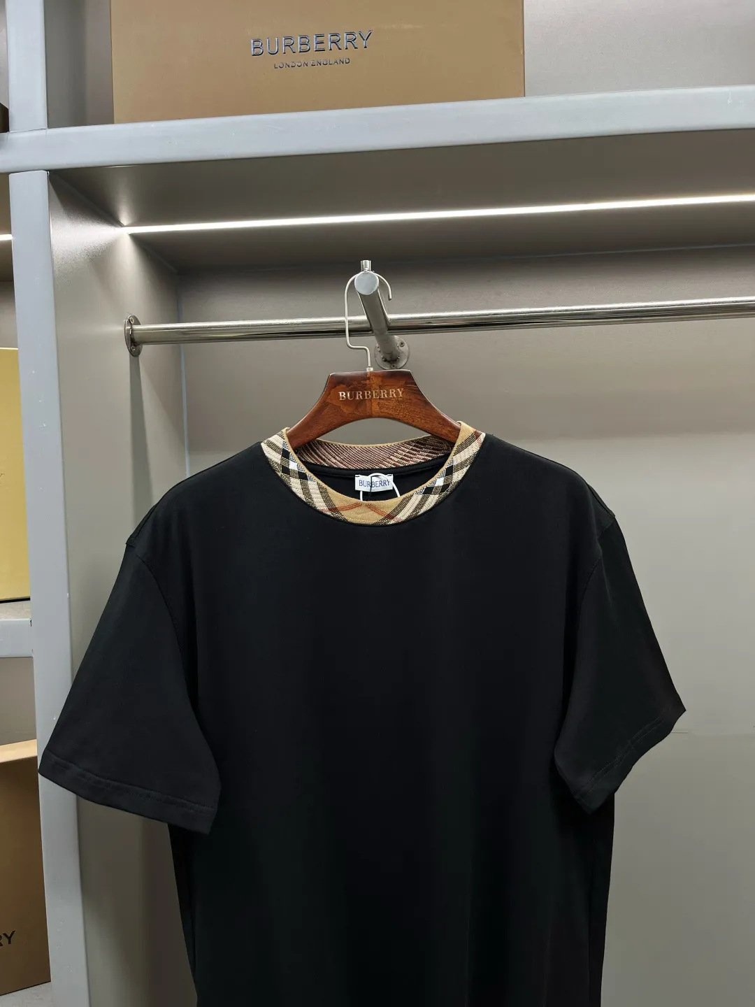Check-Trim Cotton Jersey T-Shirt D15013325 — view 2
