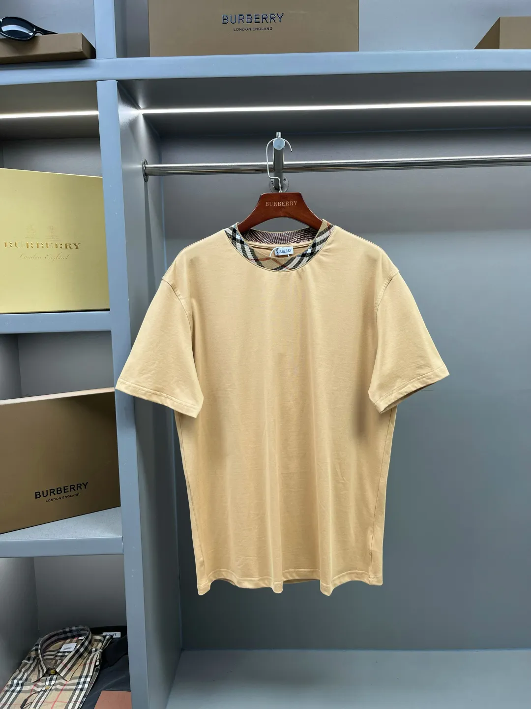 Check-Trim Cotton Jersey T-Shirt D15013327