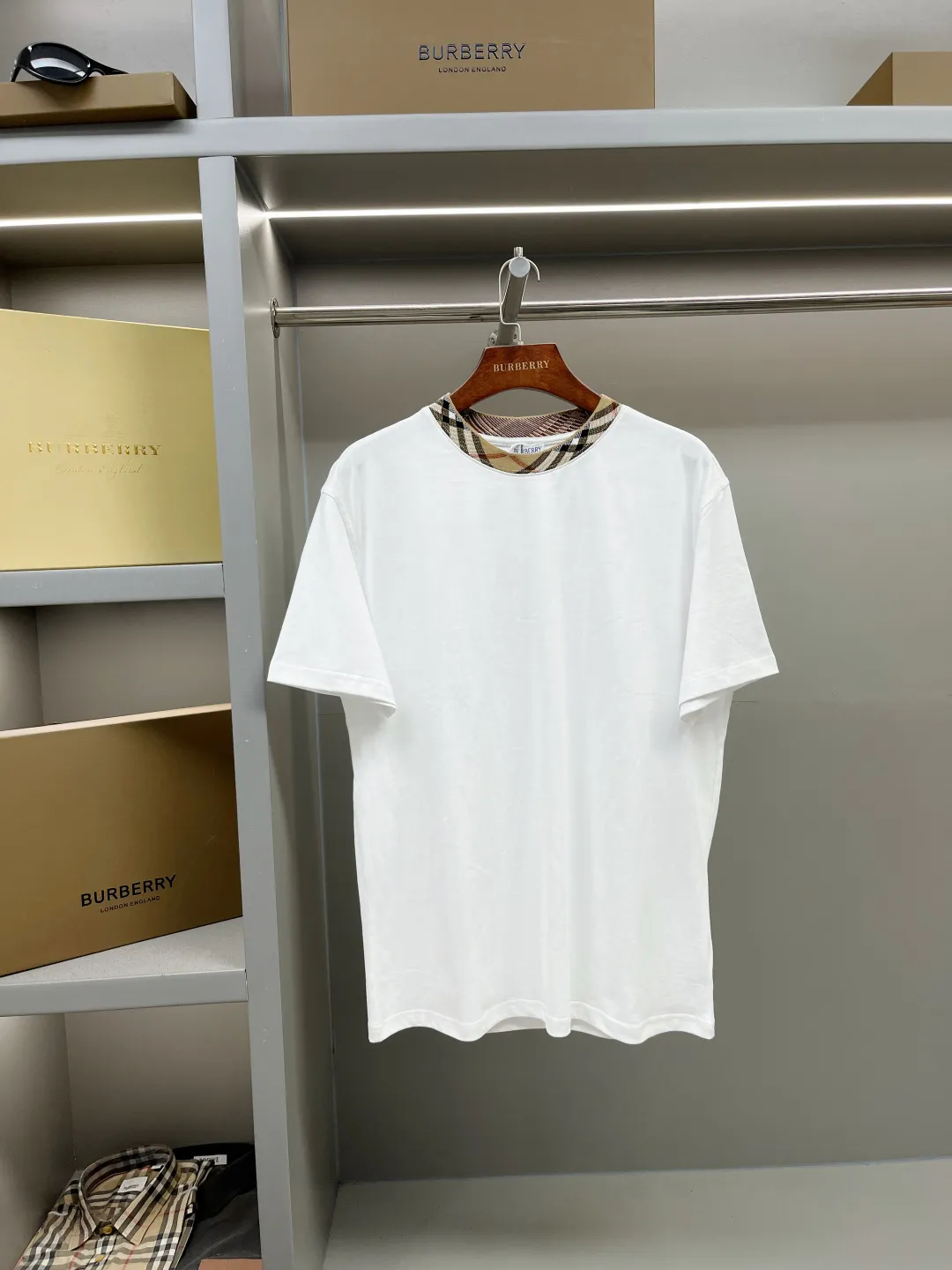 Check-Trim Cotton Jersey T-Shirt D15013326