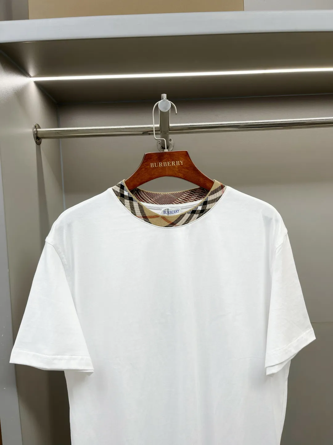 Check-Trim Cotton Jersey T-Shirt D15013326 — view 2