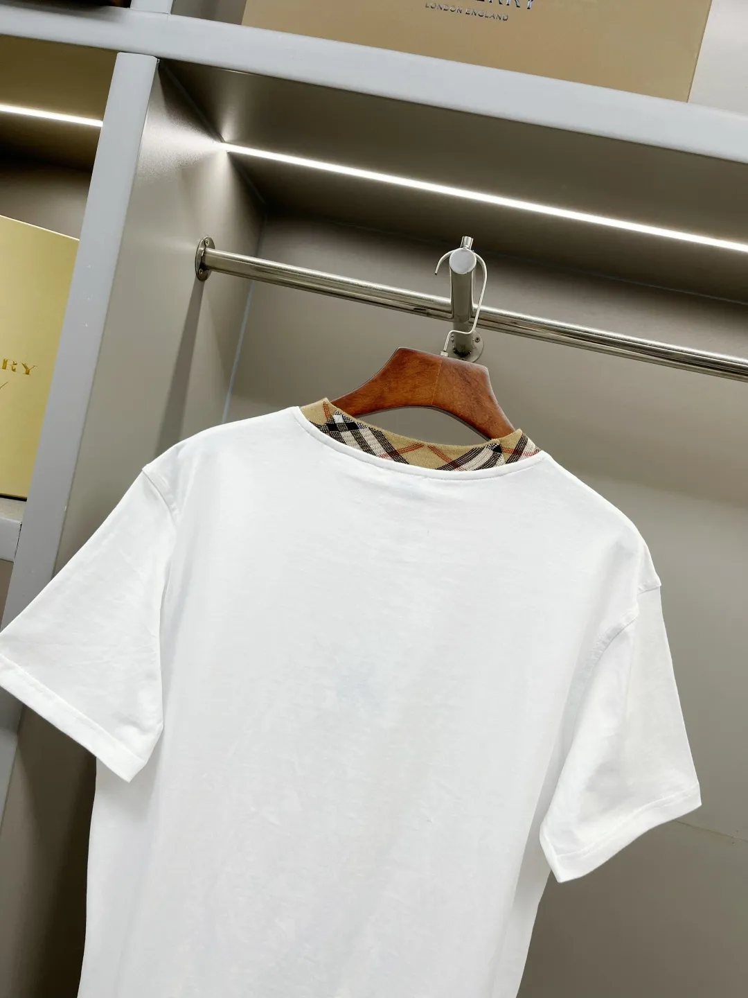 Check-Trim Cotton Jersey T-Shirt D15013326 — view 8