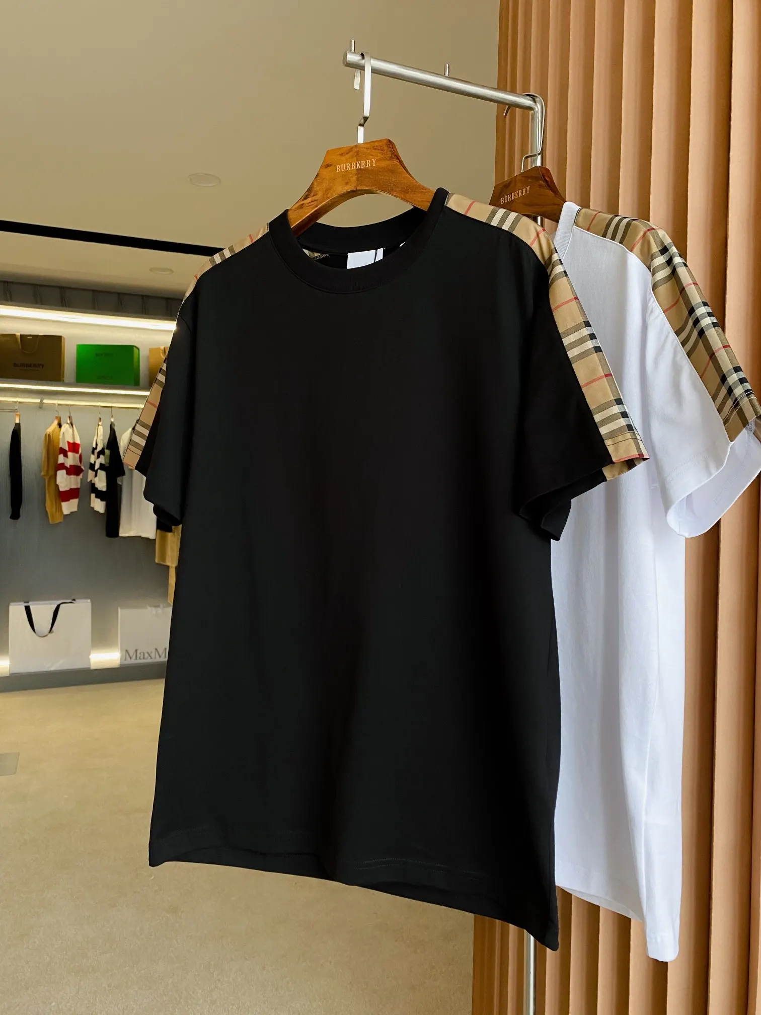 Check-Panel Cotton Jersey T-Shirt D15013119
