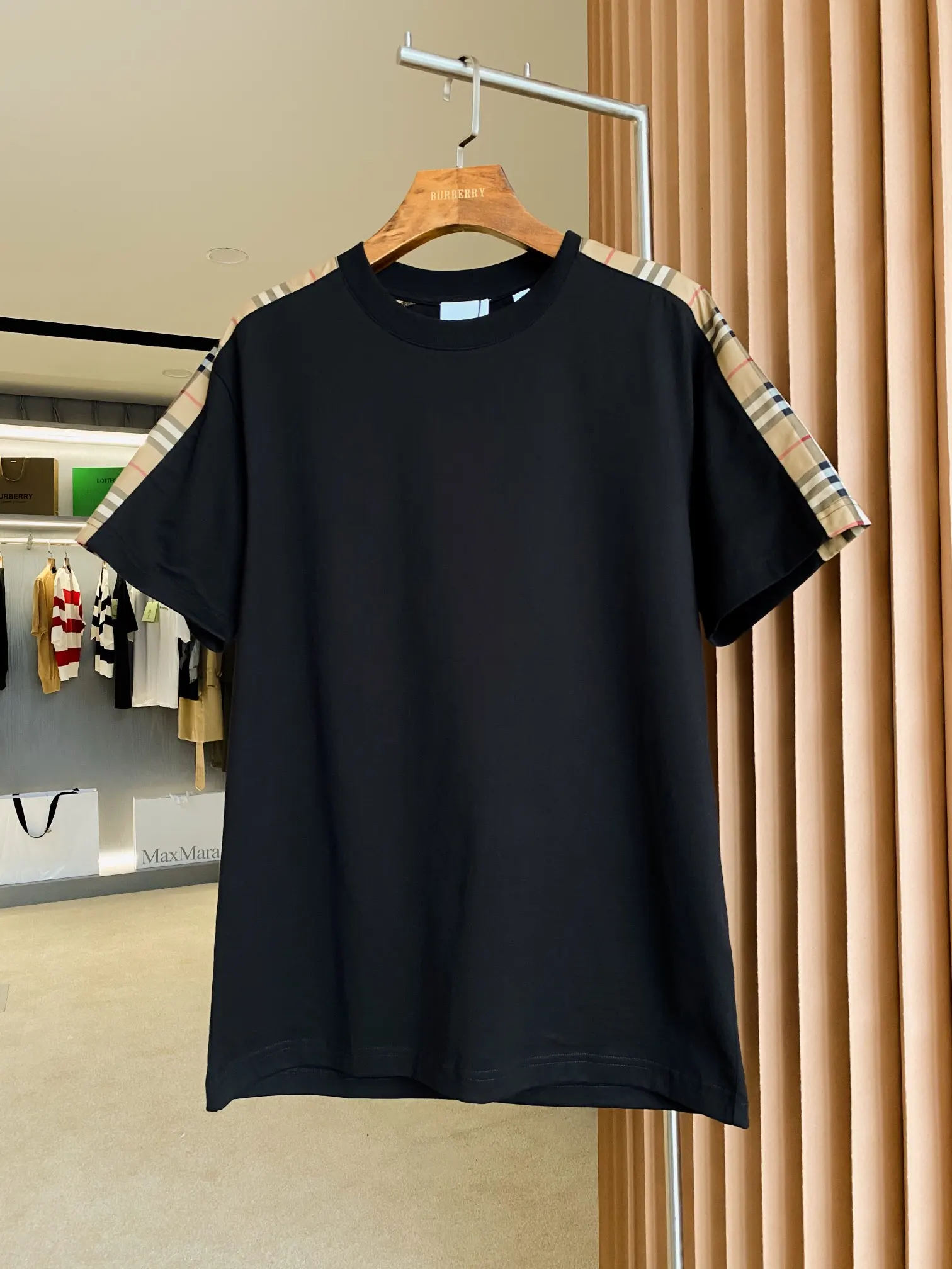 Check-Panel Cotton Jersey T-Shirt D15013119 — view 2