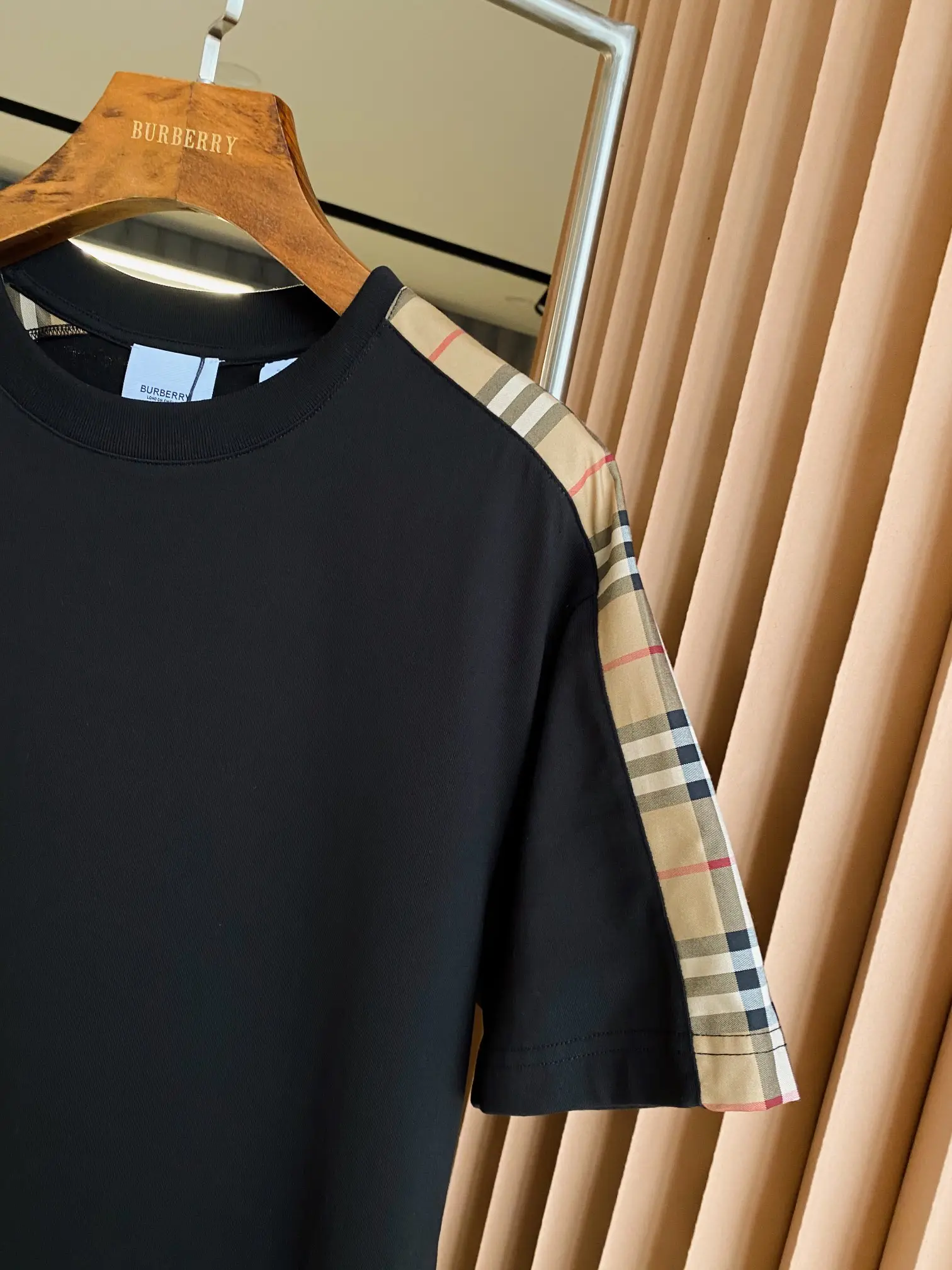 Check-Panel Cotton Jersey T-Shirt D15013119 — view 5