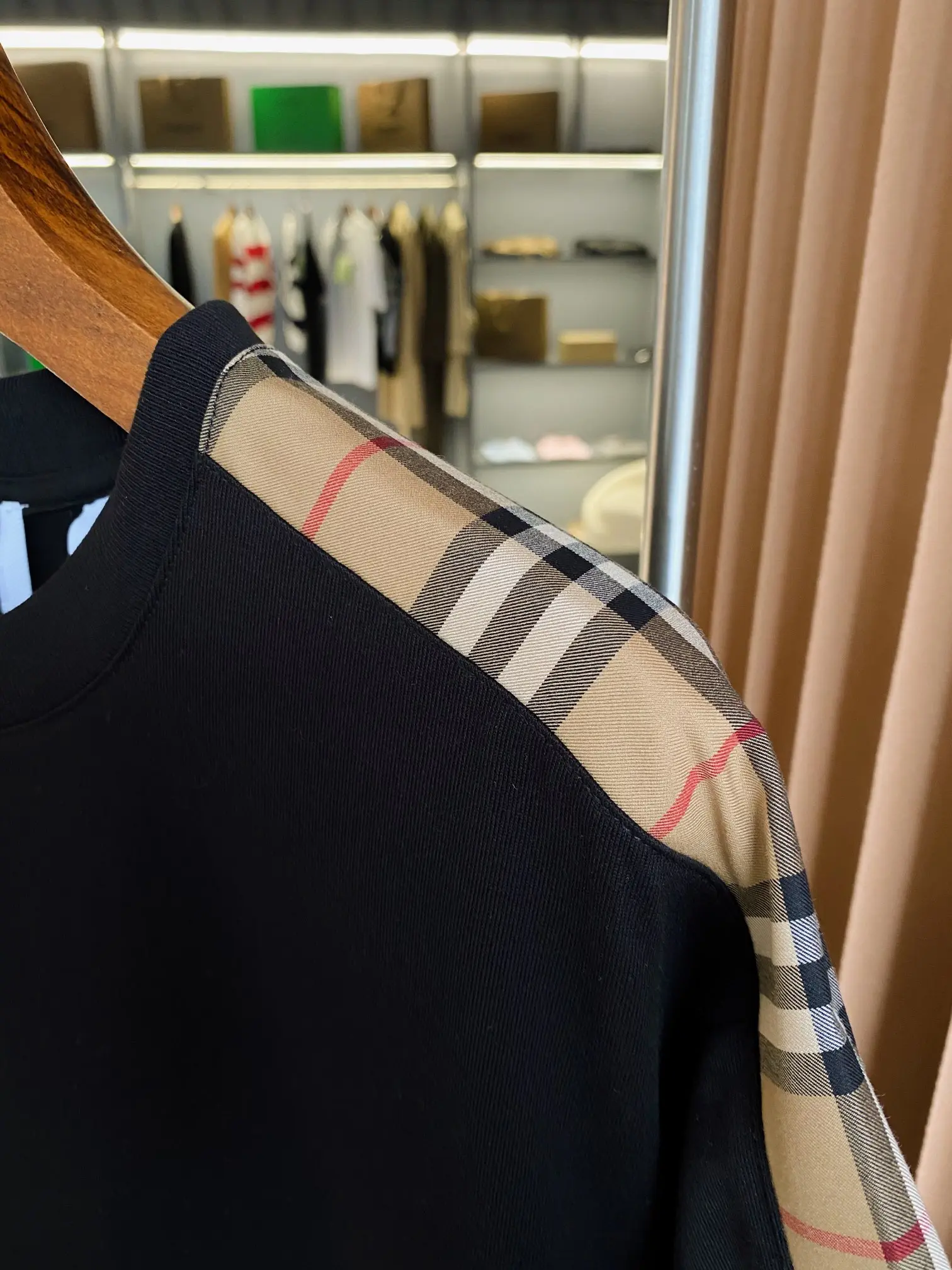 Check-Panel Cotton Jersey T-Shirt D15013119 — view 6