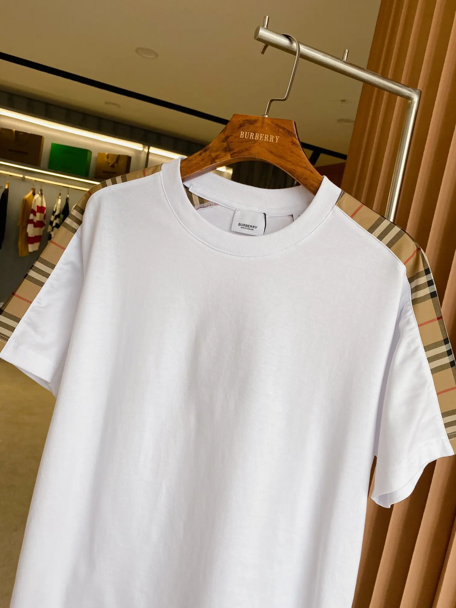 Check-Panel Cotton Jersey T-Shirt D15013120 — view 3