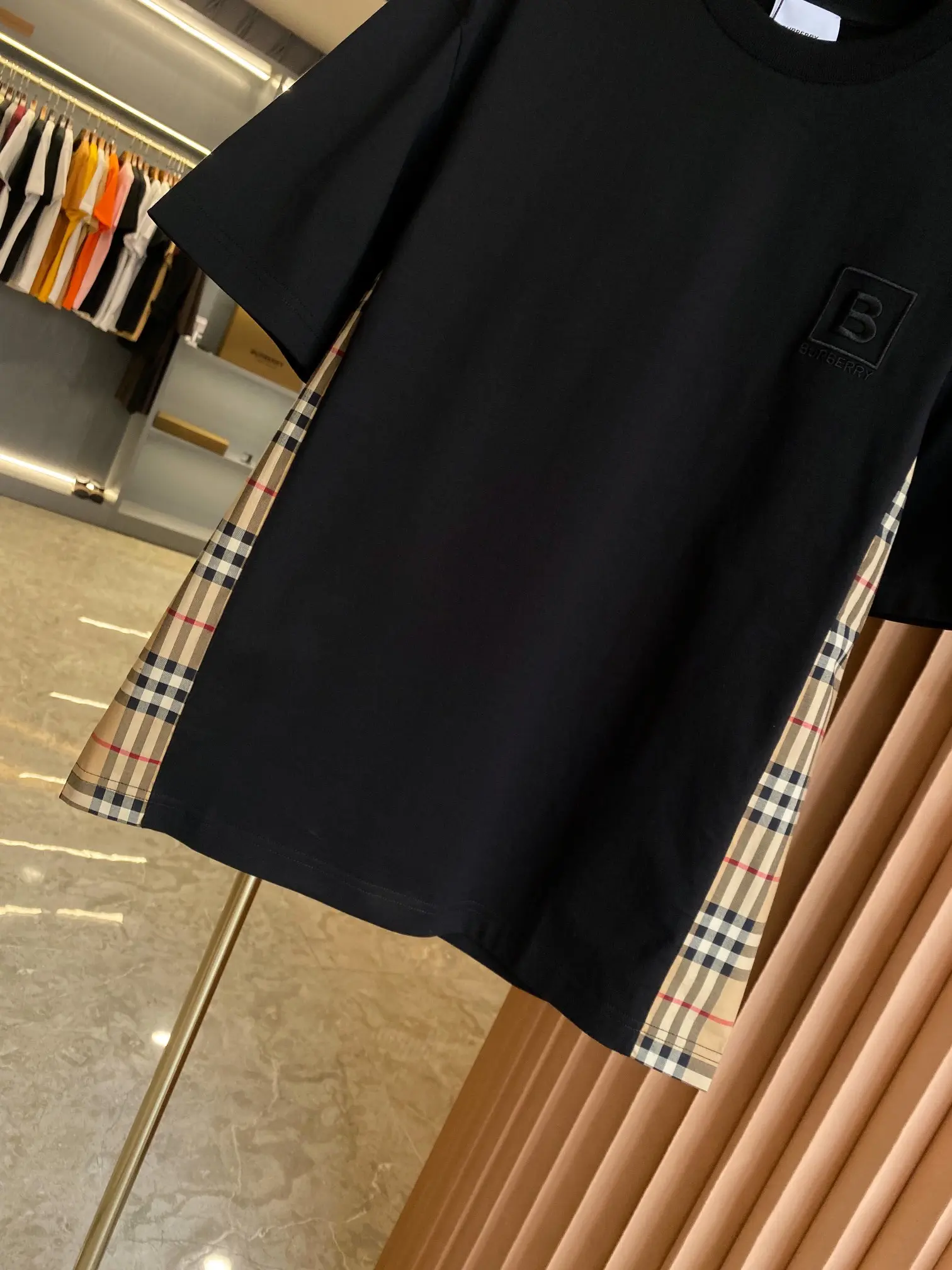 Check Panel Cotton Jersey T-Shirt D15013118 — view 3