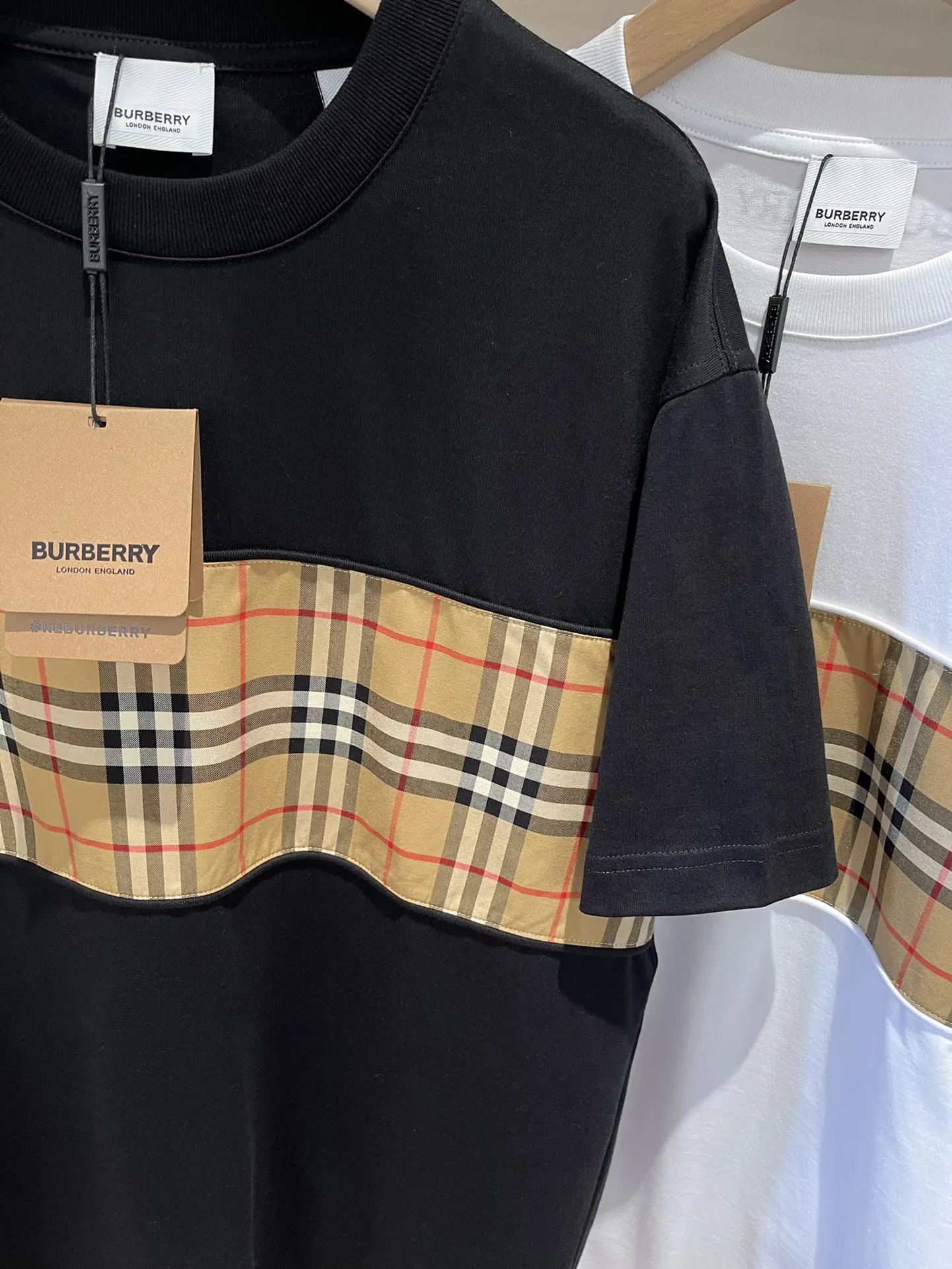 Vintage Check Panel Cotton T-Shirt D15013116 — view 7