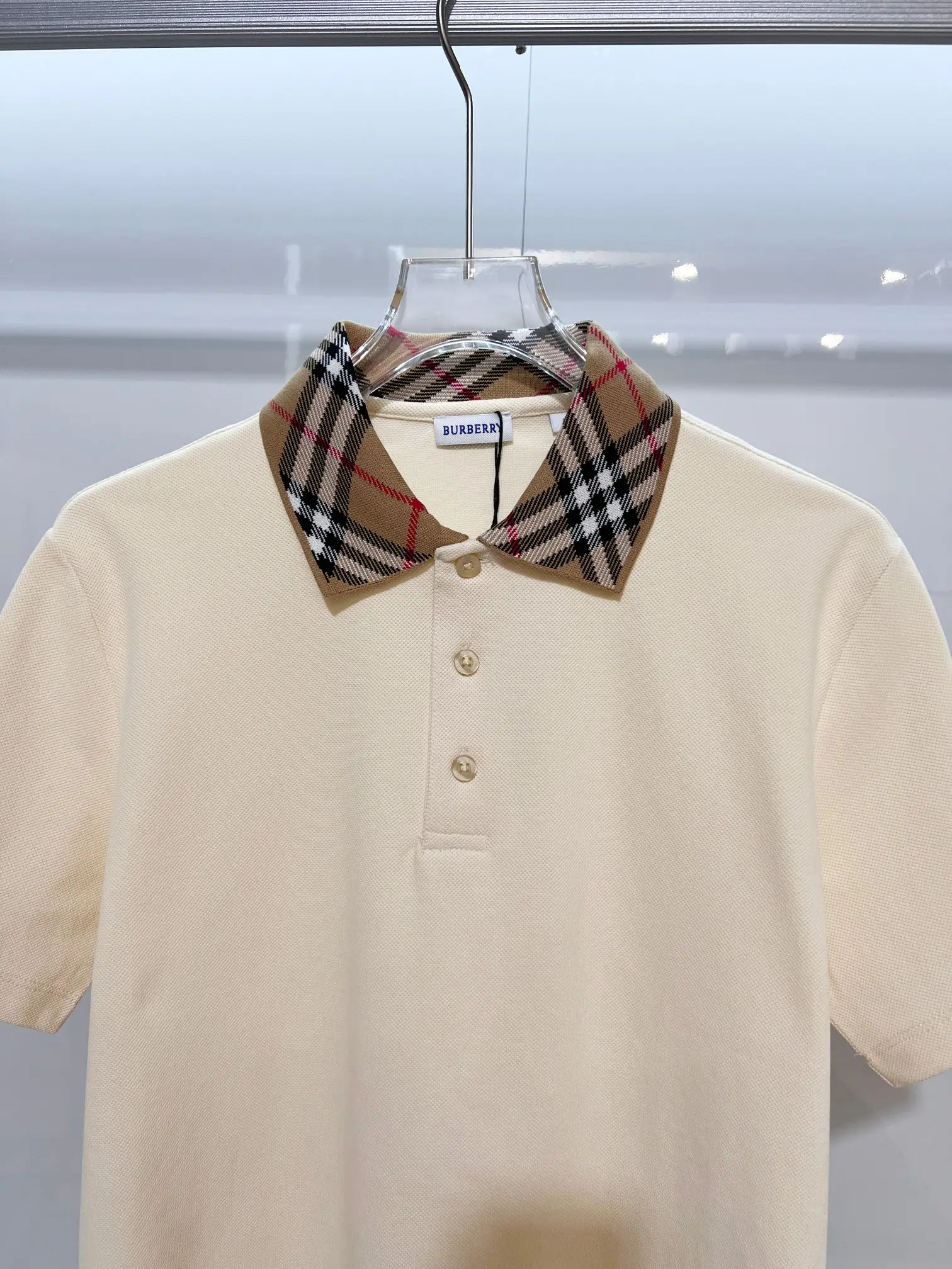 Check-Collar Cotton Piqué Polo Shirt D15013215 — view 3