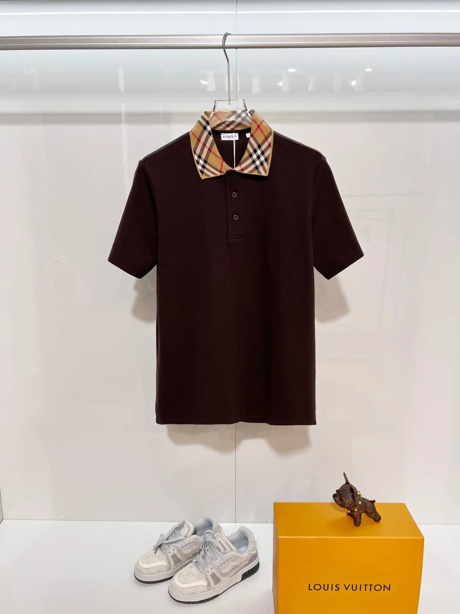 Check-Collar Cotton-Piqué Polo Shirt D15013216
