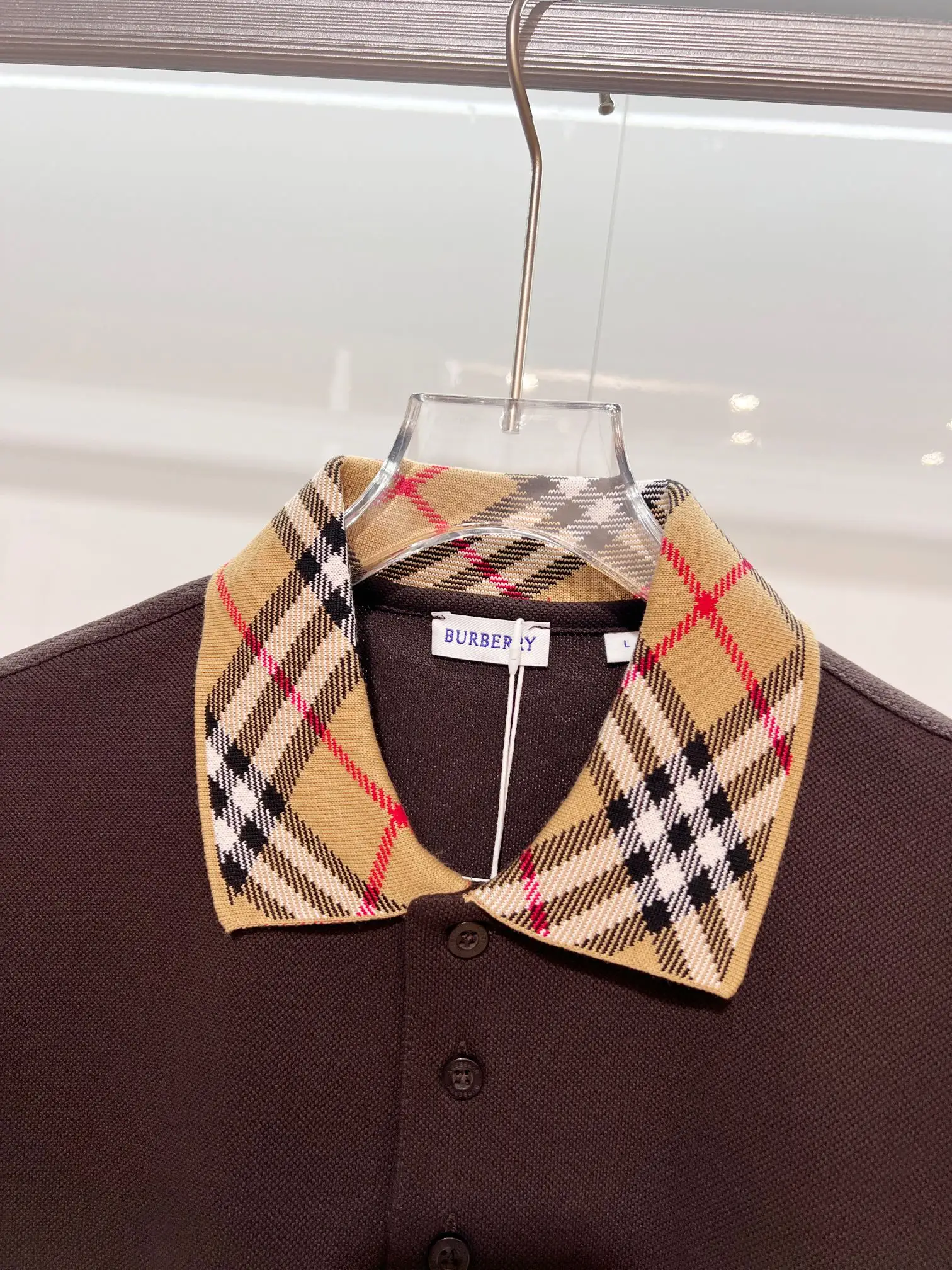Check-Collar Cotton-Piqué Polo Shirt D15013216 — view 5