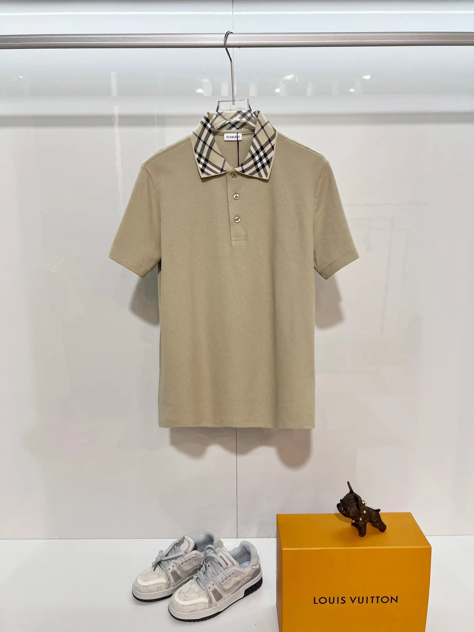 Check-Collar Cotton-Piqué Polo Shirt D15013218