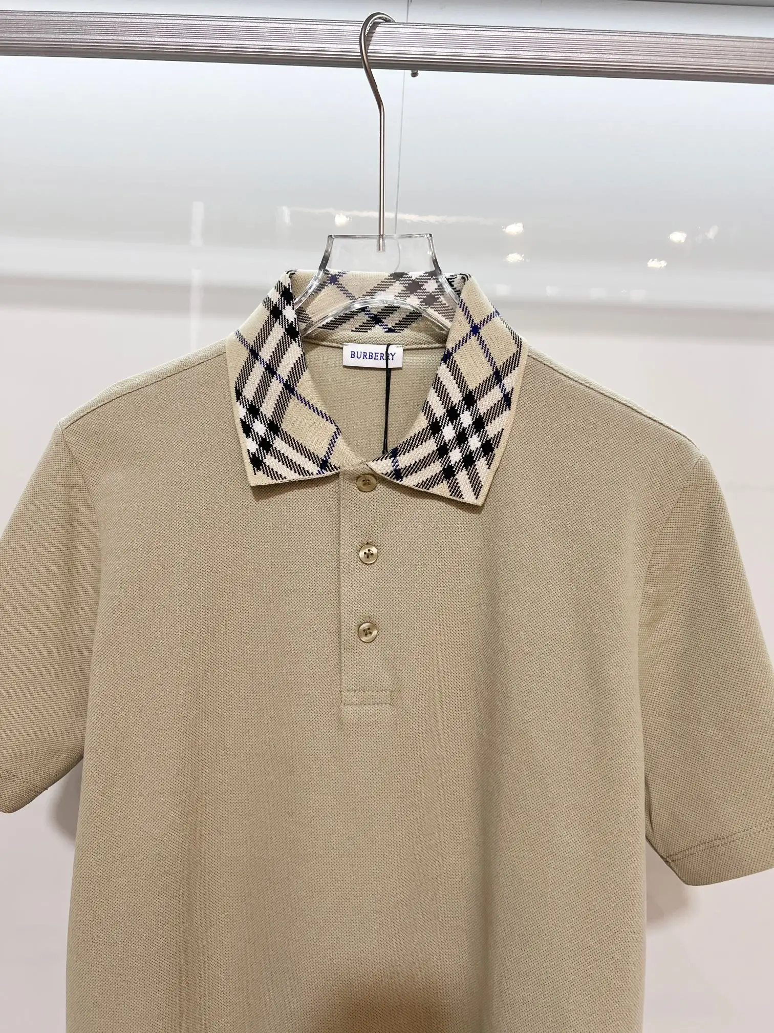 Check-Collar Cotton-Piqué Polo Shirt D15013218 — view 3