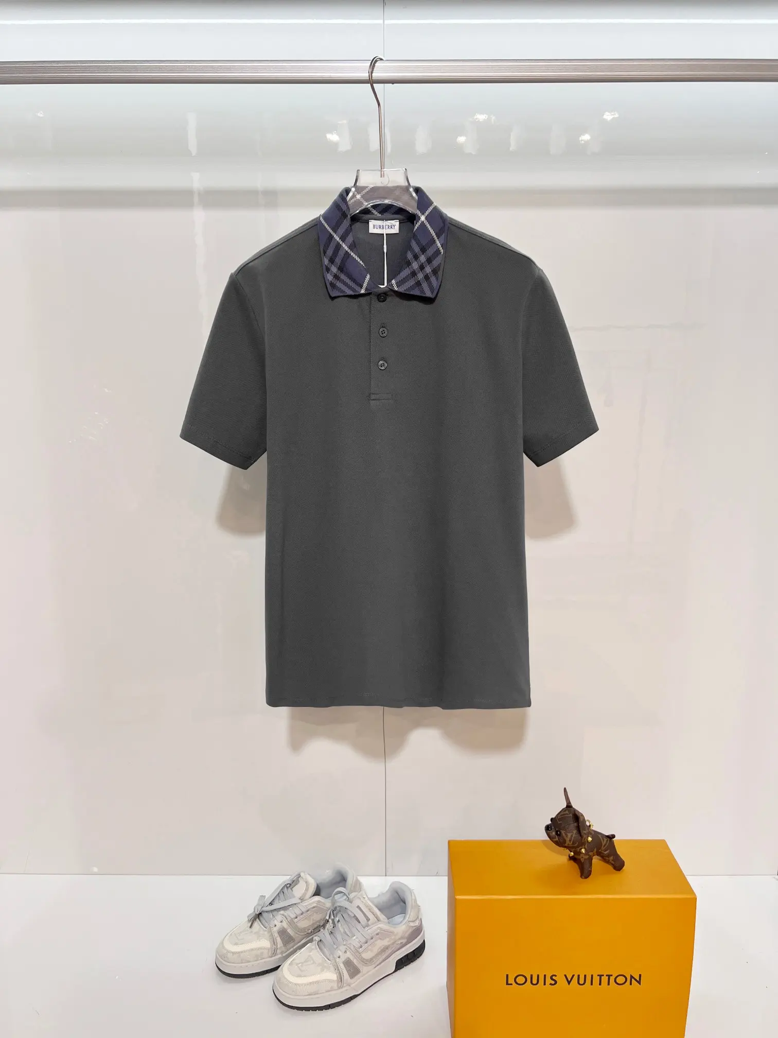 Check-Collar Cotton-Piqué Polo Shirt D15013219