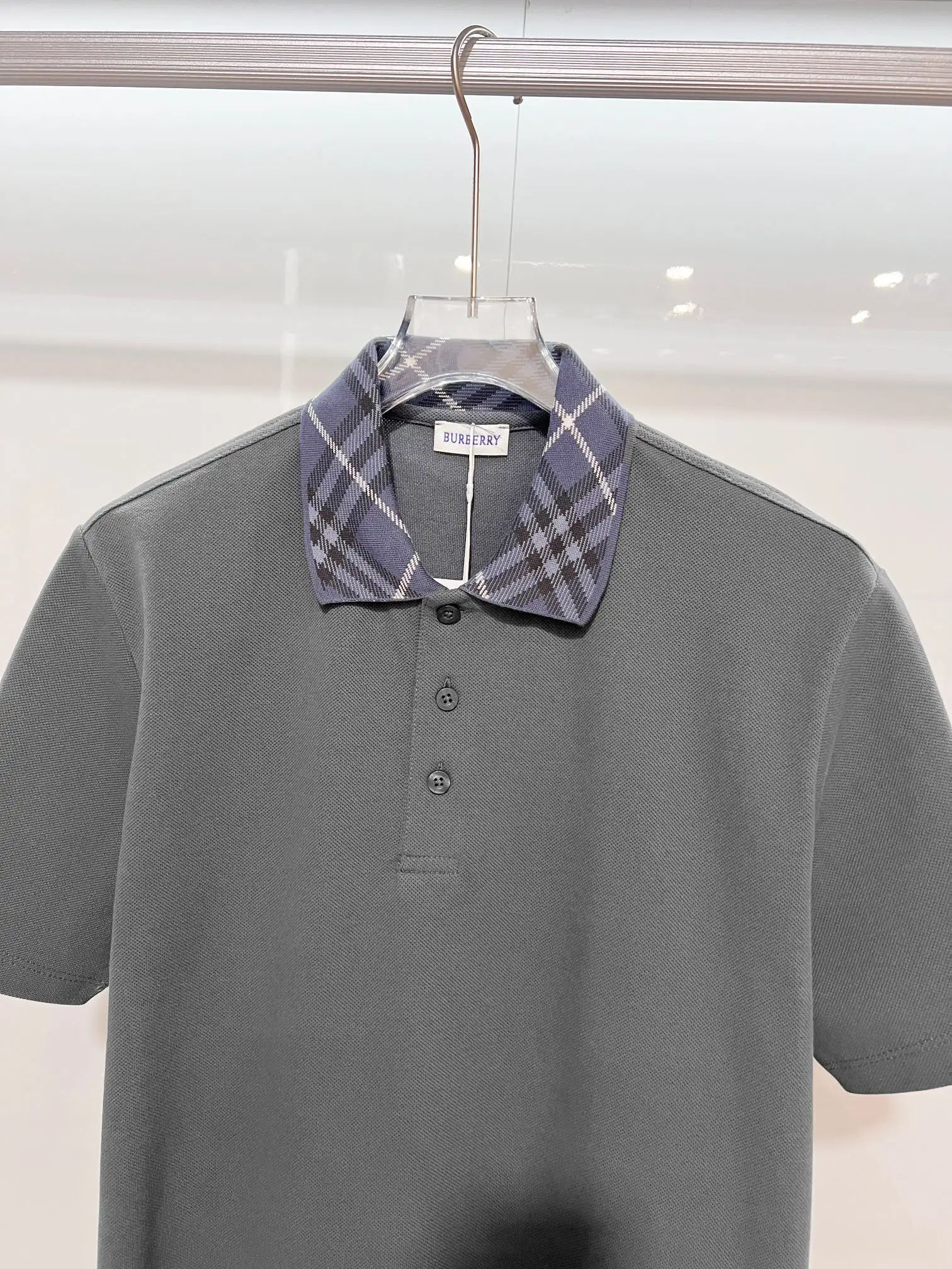 Check-Collar Cotton-Piqué Polo Shirt D15013219 — view 3