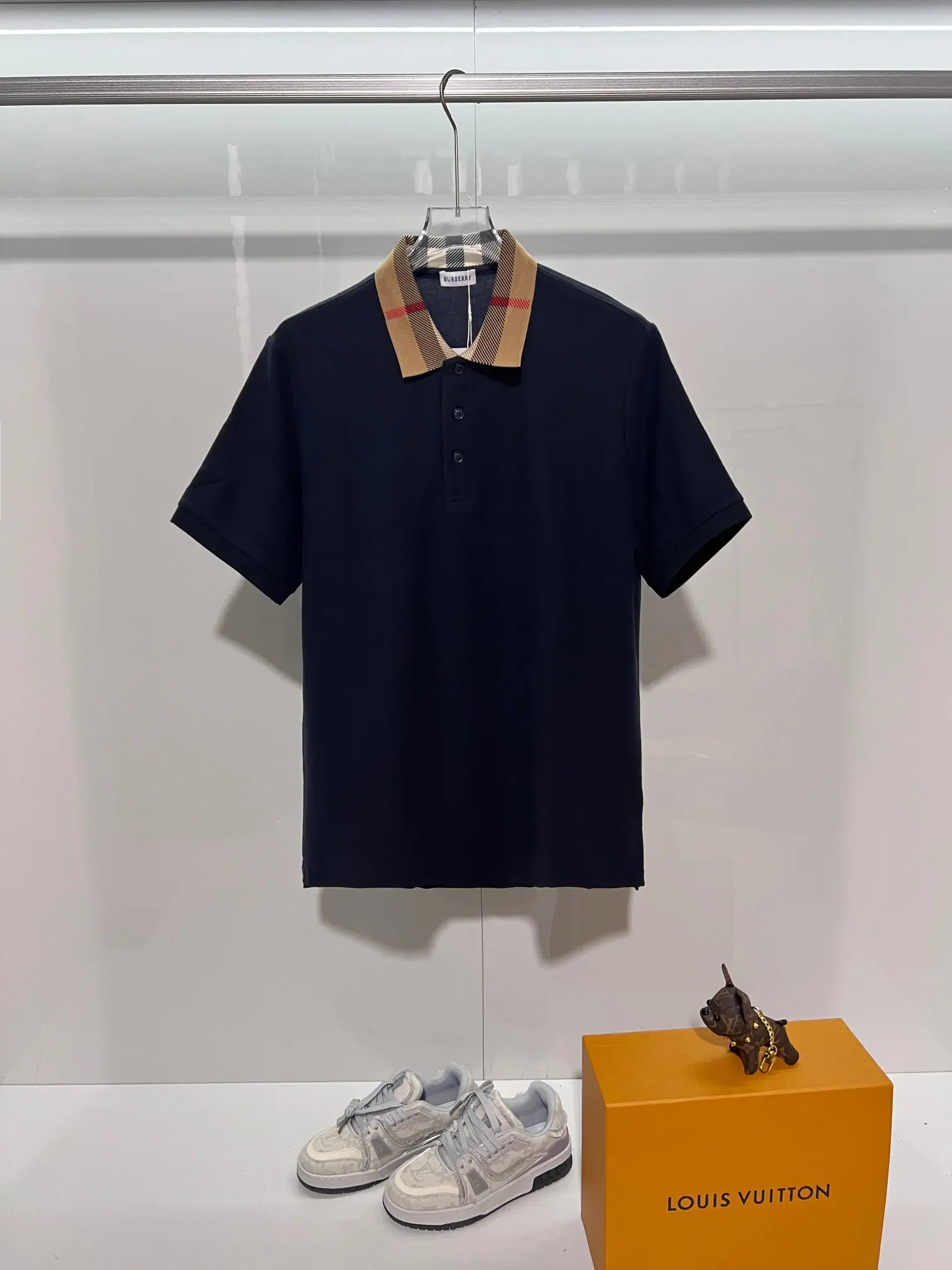Check-Collar Cotton-Piqué Polo Shirt D15013228