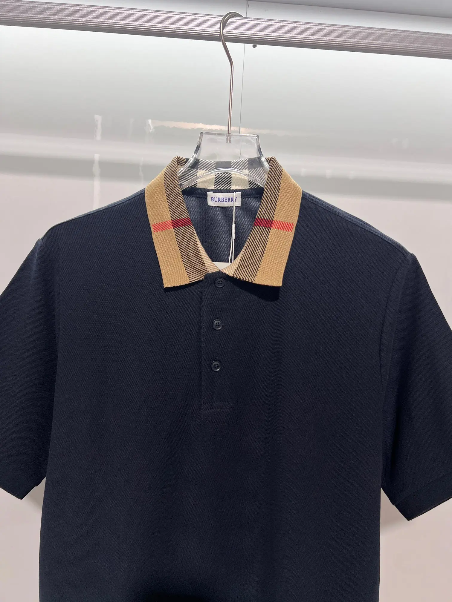 Check-Collar Cotton-Piqué Polo Shirt D15013228 — view 3