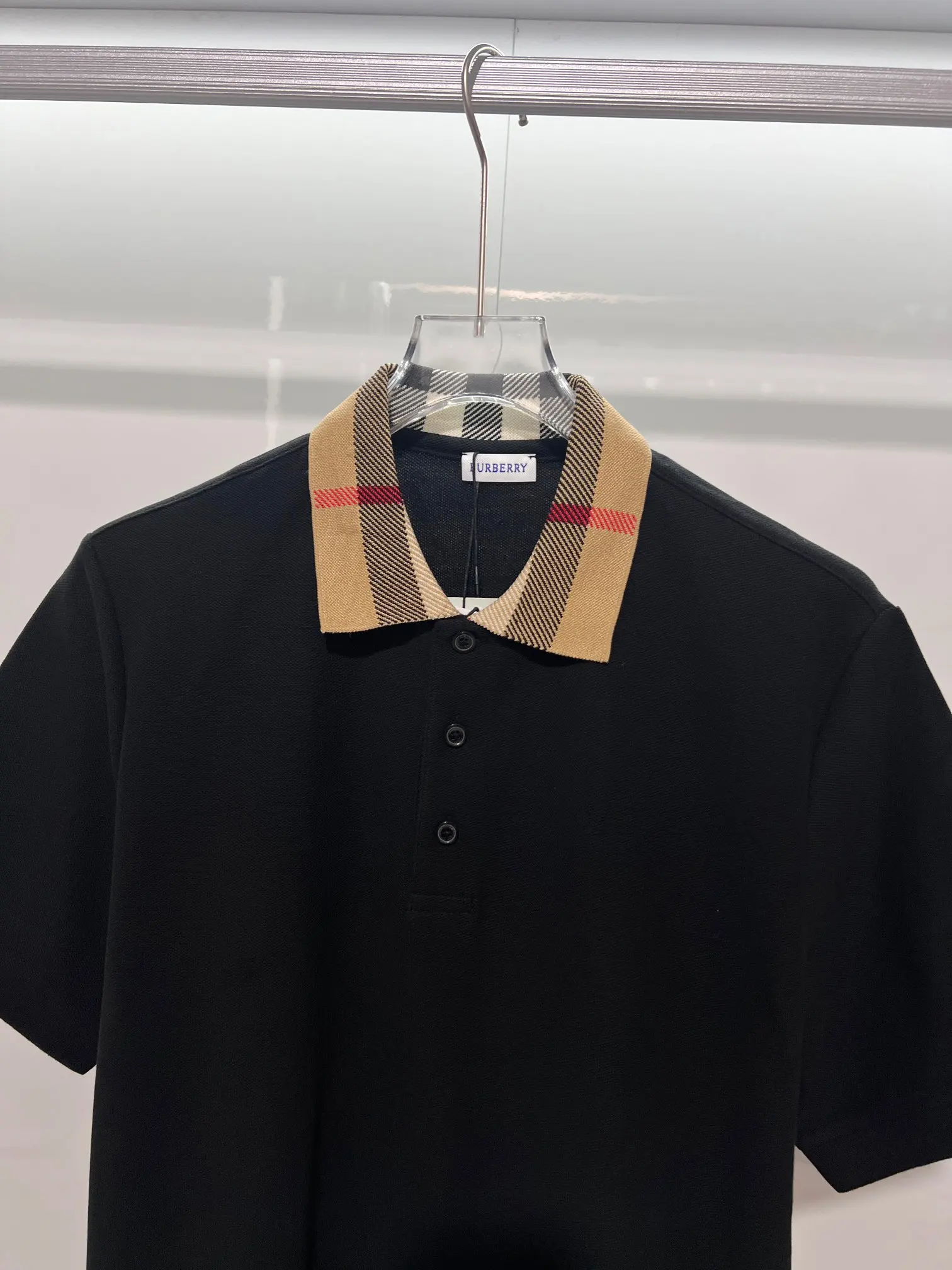 Check-Collar Cotton-Piqué Polo Shirt D15013230 — view 3