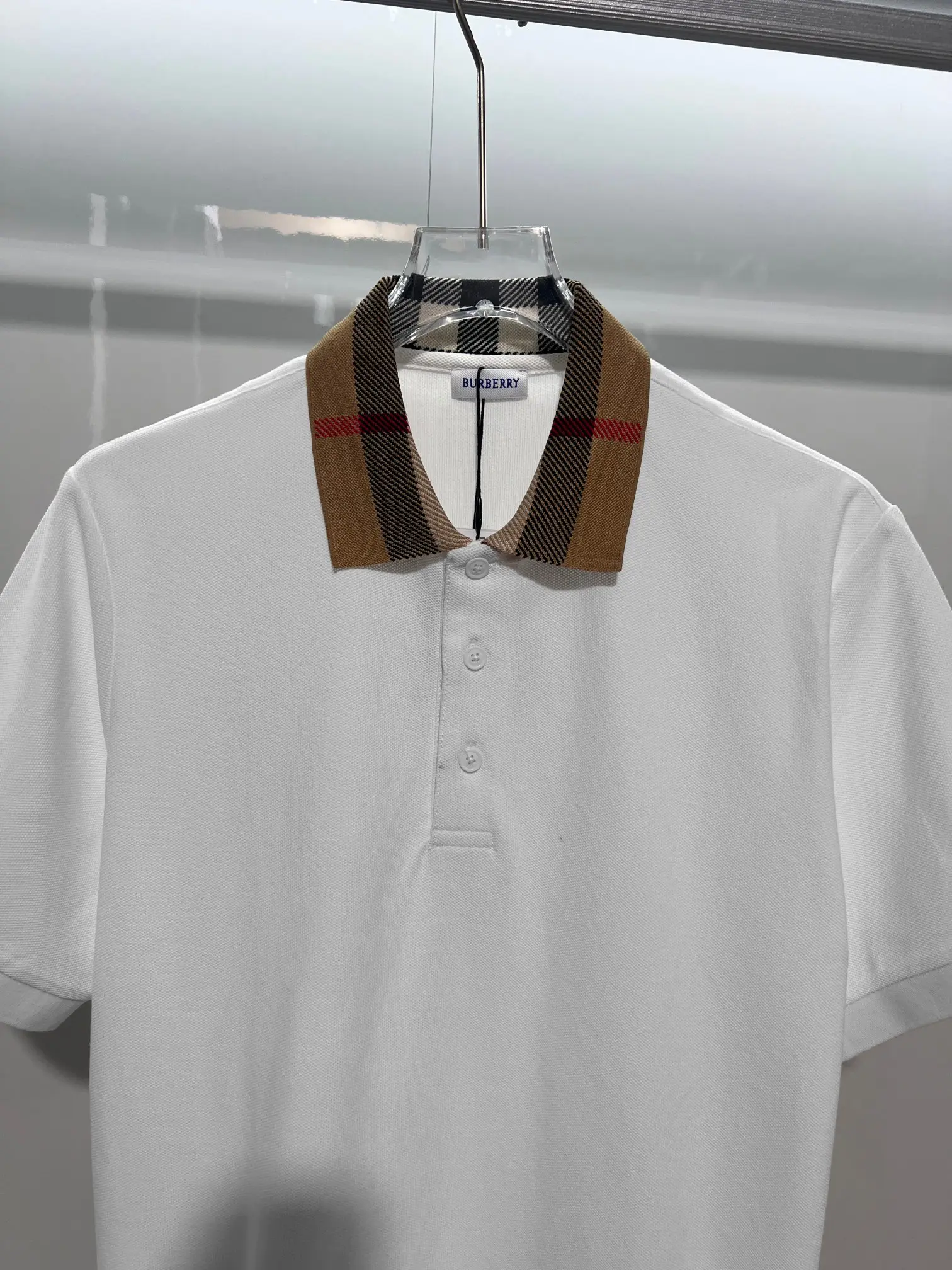 Check-Collar Cotton-Piqué Polo Shirt D15013227 — view 3